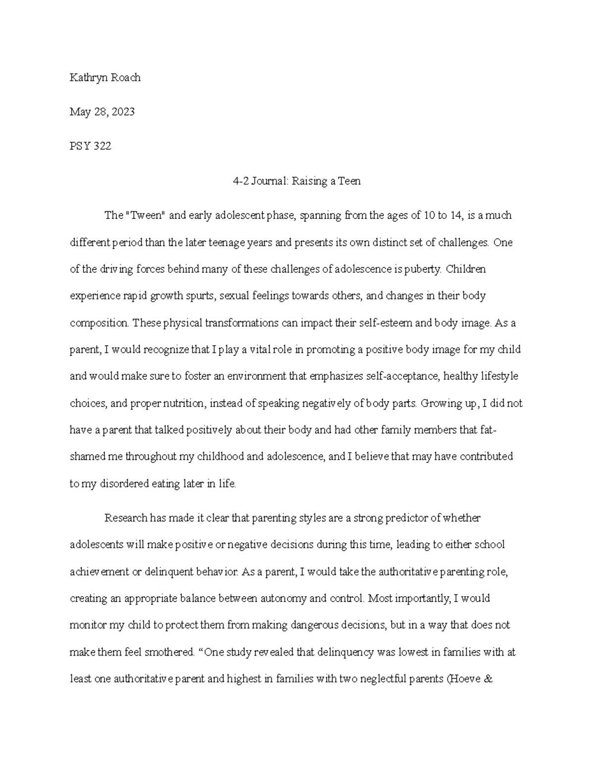 Module 4 paper - Kathryn Roach May 28, 2023 PSY 322 4-2 Journal ...