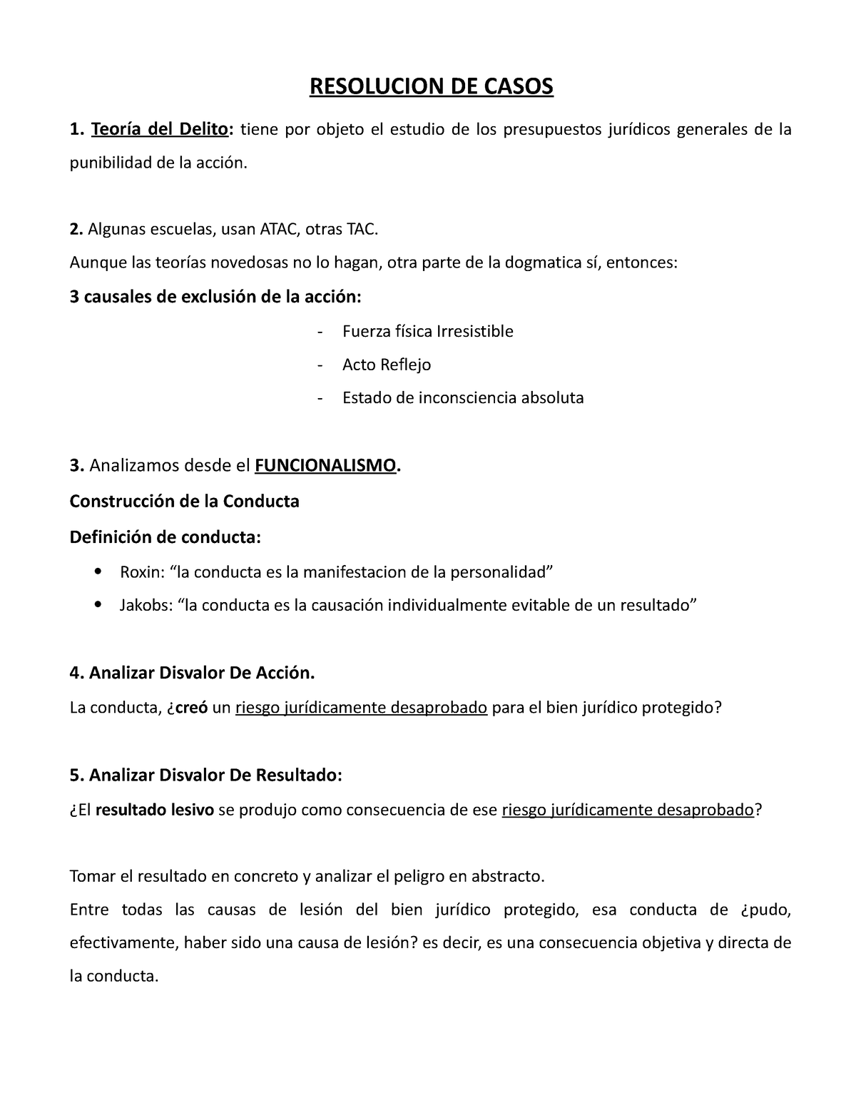 Guia Rapida Para Resolver Un Caso Segun La Teoría Del Delito Cátedra Gayol Resolucion De Casos 5150