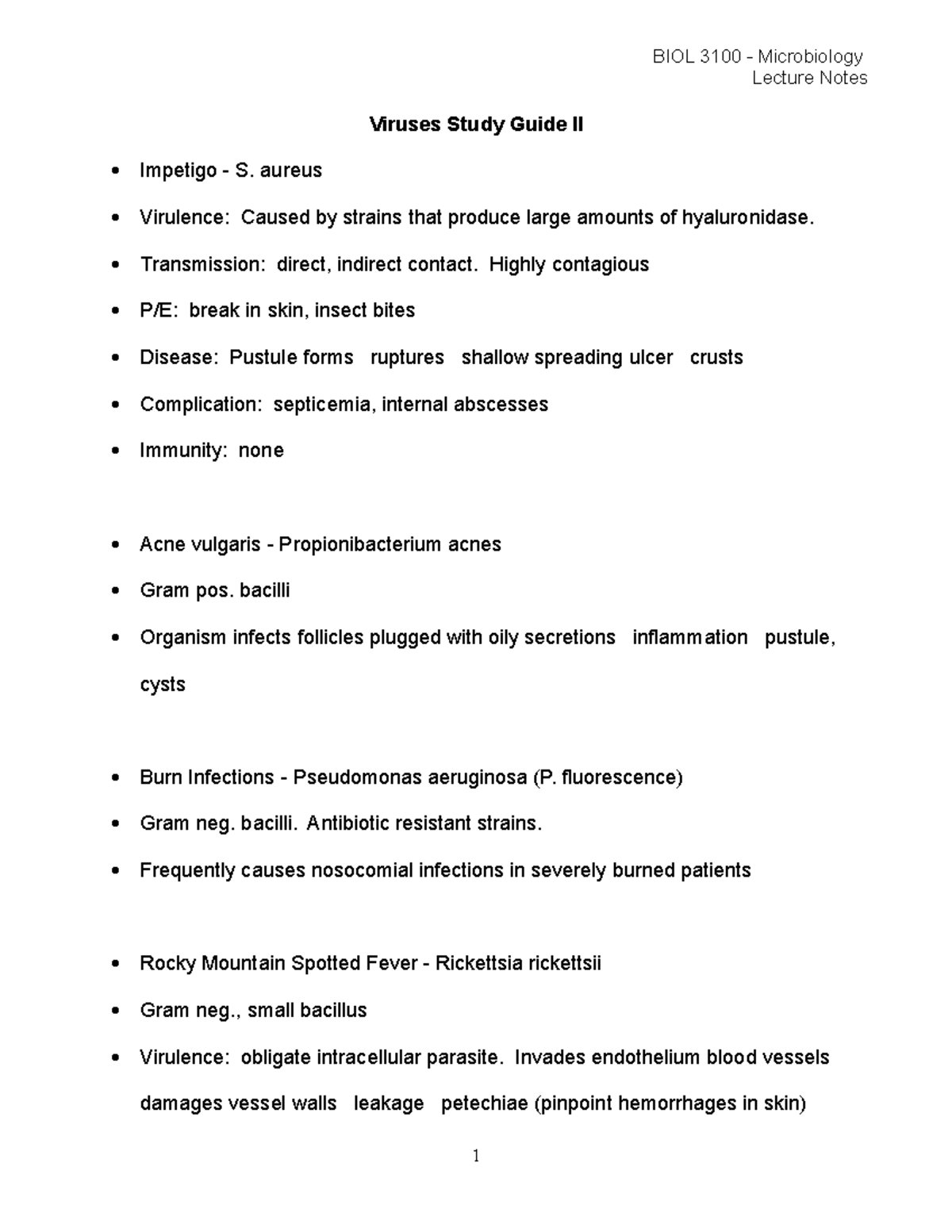 2021-Microbiology-Lecture-Notes-BIOL-3100-Diseases Study Guide II ...