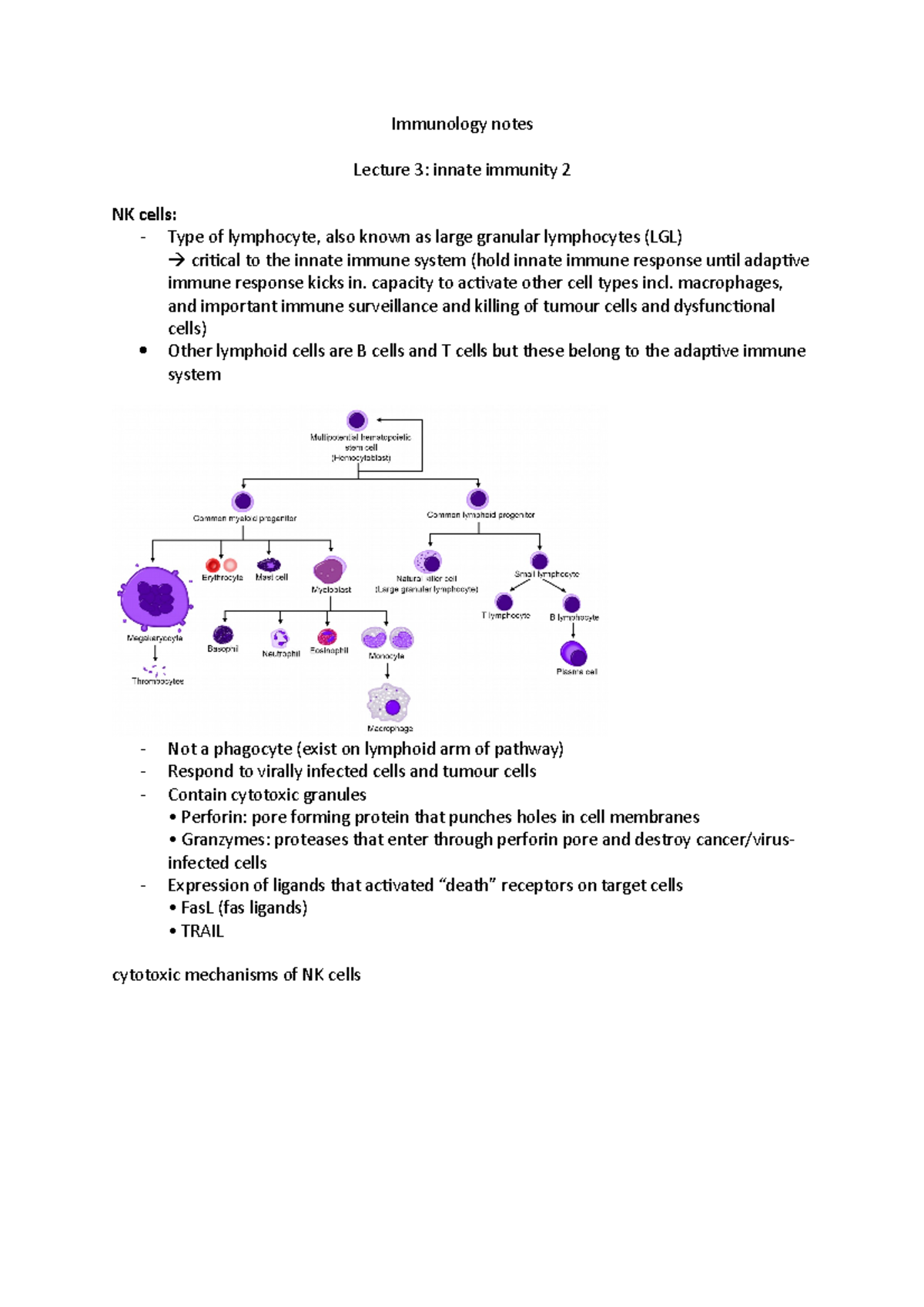 Imm lec 3 notes - Innate immunity 2 - Immunology notes Lecture 3 ...