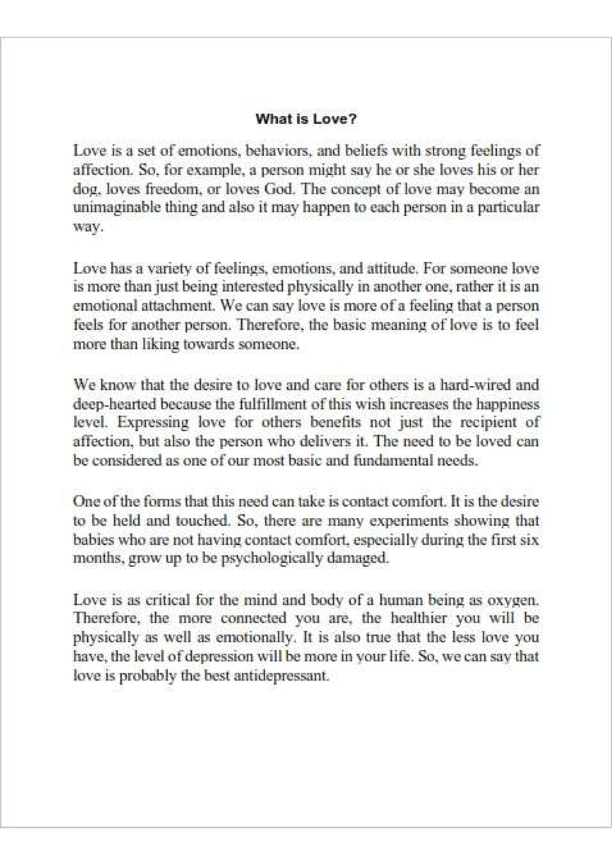 what is love essay introduction