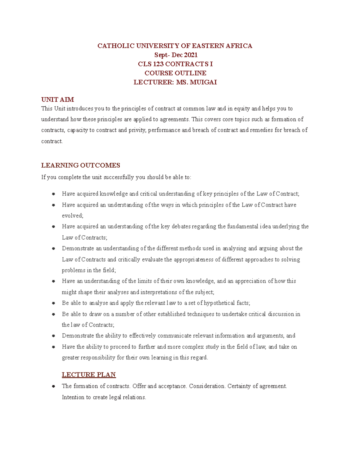 Course Outline Contracts I b362d9862ea3e965b43e6ecdbbb 5856d - CATHOLIC ...