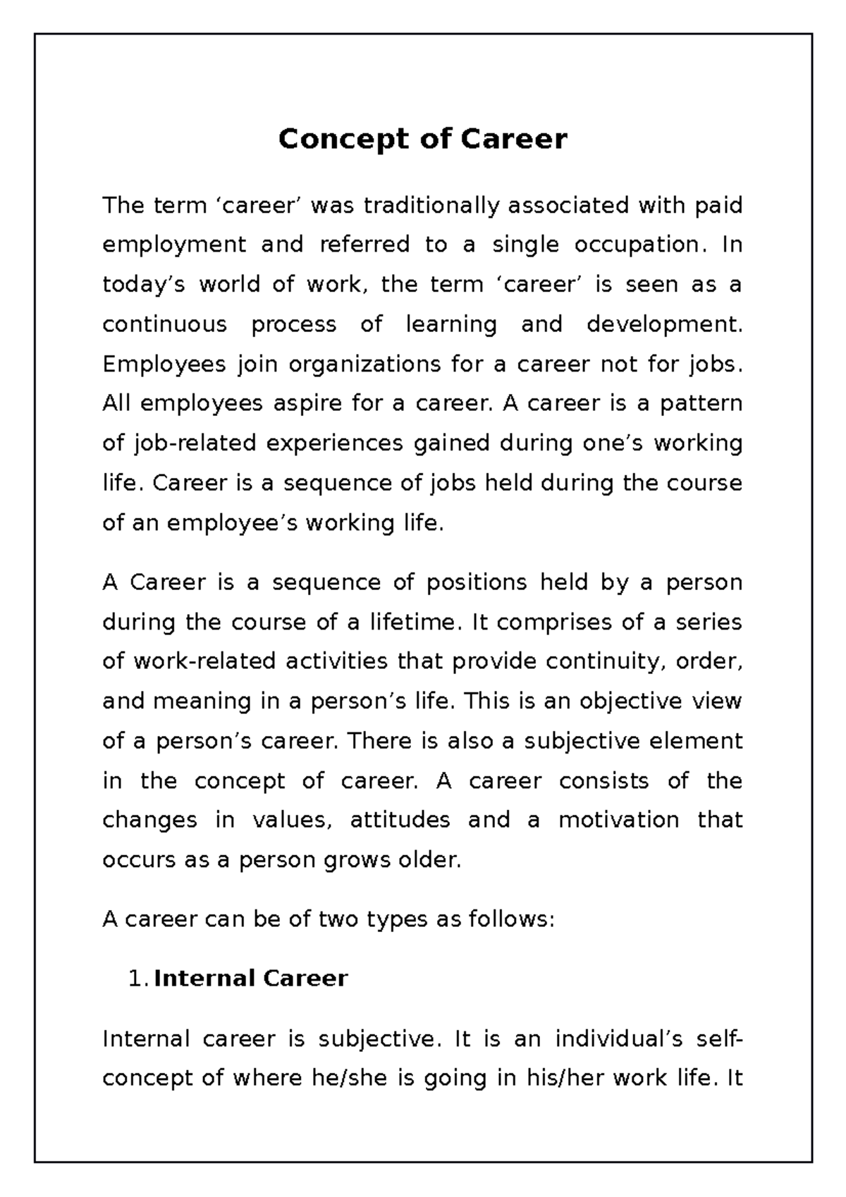 Define The Concept Of Career Development