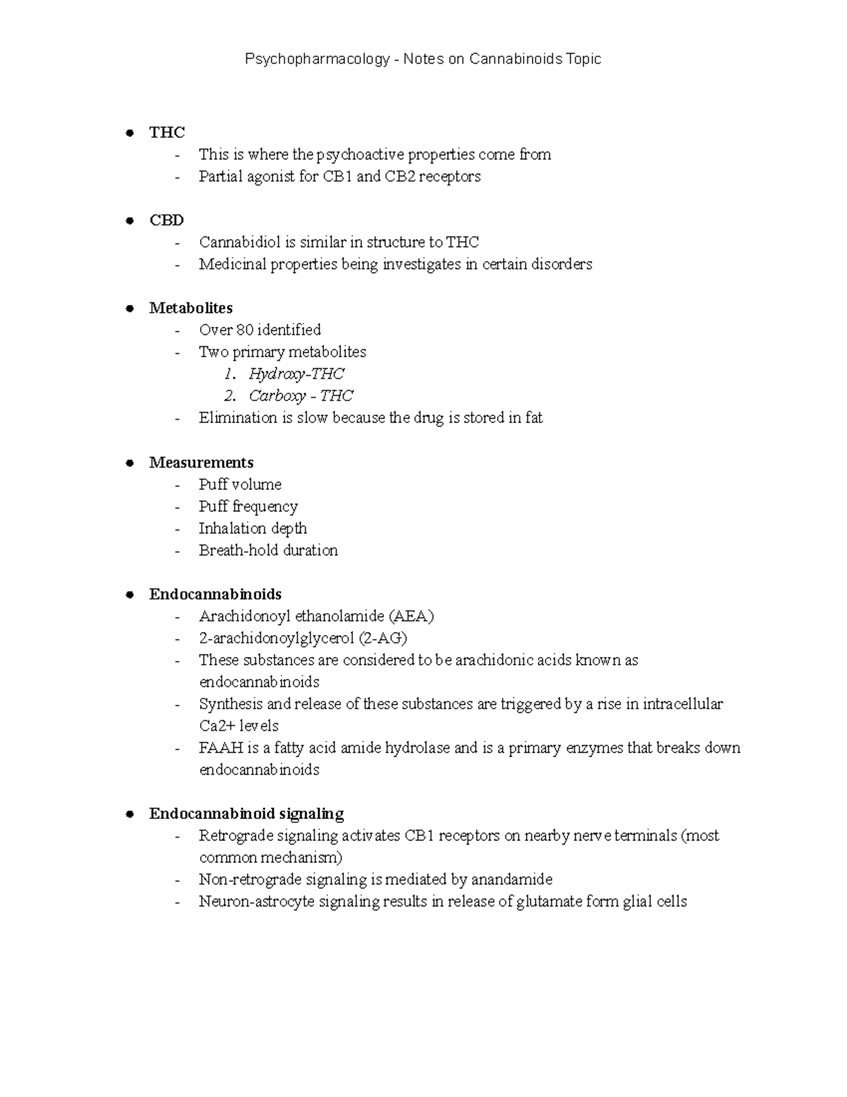 Psychopharmacology - Notes on Cannabinoids Topic - Hydroxy-THC 2 ...