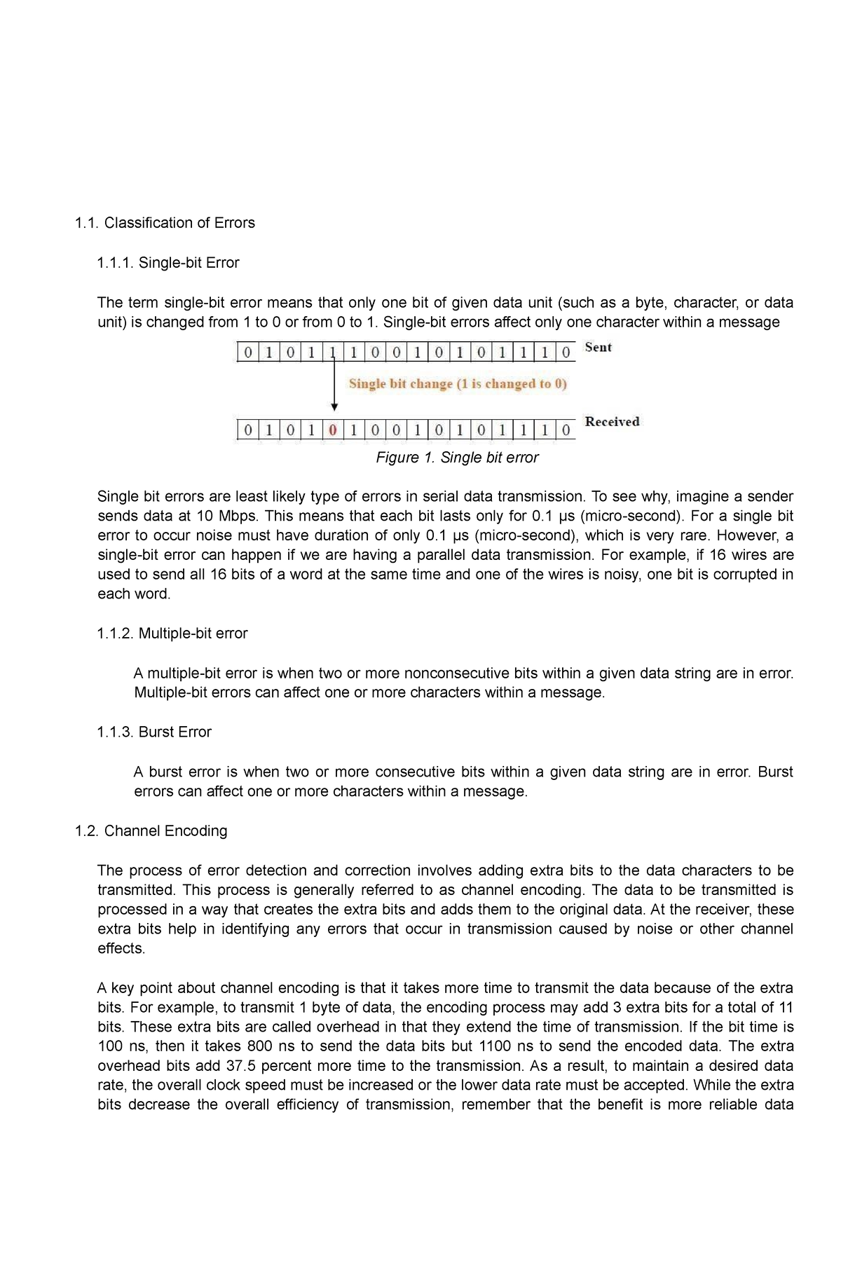 Electronics Modulation And Coding - Classification Of Errors 1.1 ...