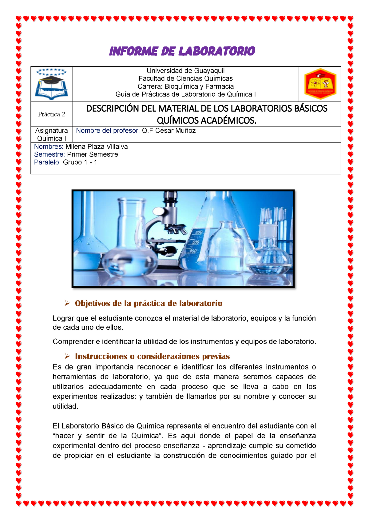 Informe DE Laboratorio 2 - INFORME DE LABORATORIO Universidad de Guayaquil  Facultad de Ciencias - Studocu