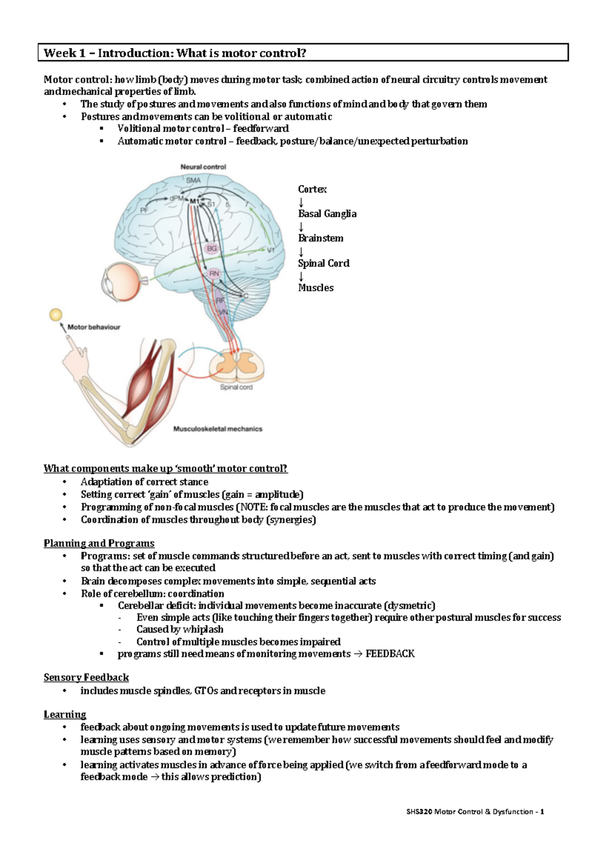 Medical Physiology Uow Shs320 - Lecture Notes - Week 1 – Introduction ...