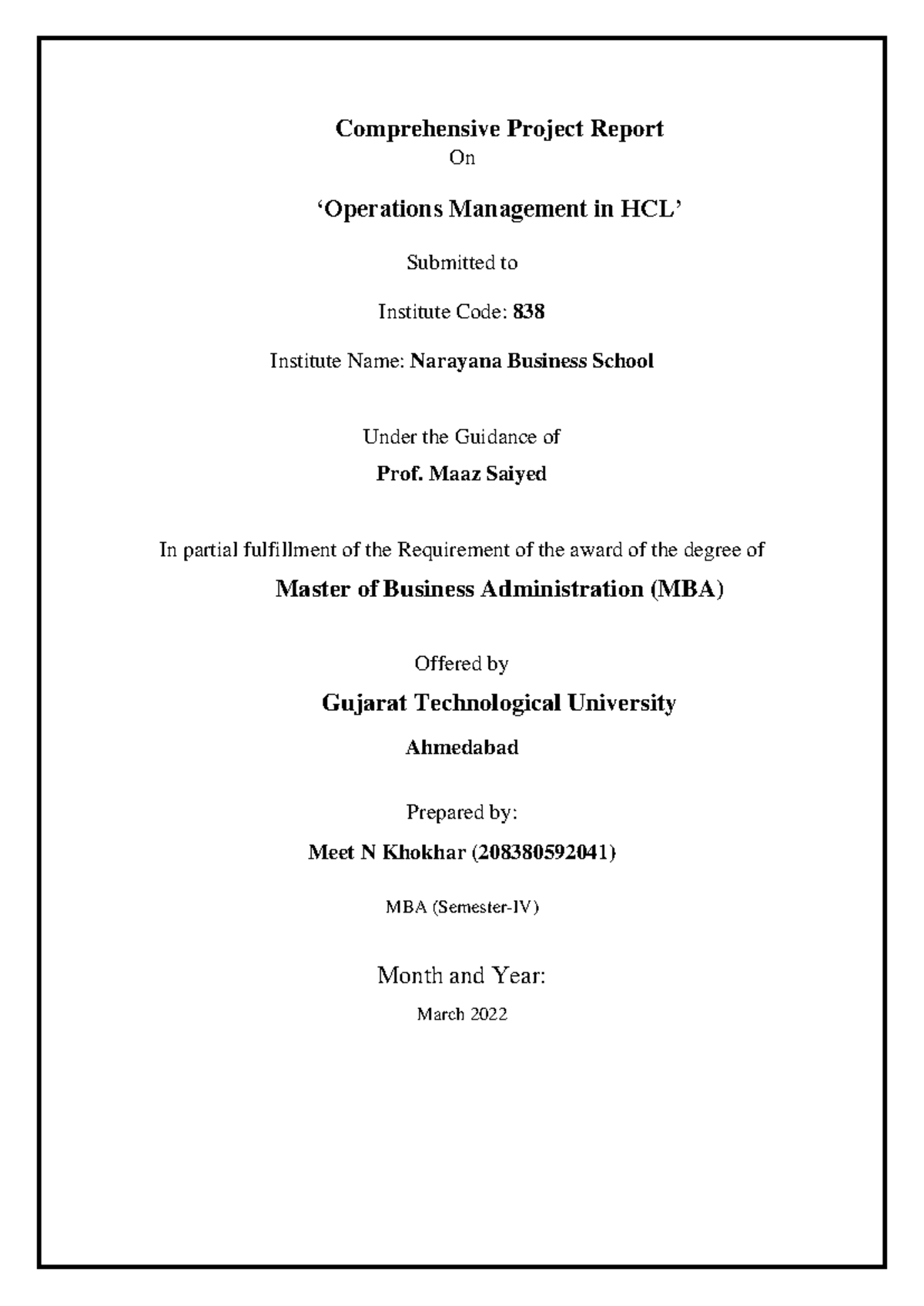 Meet Comprehensive project - Comprehensive Project Report On ...