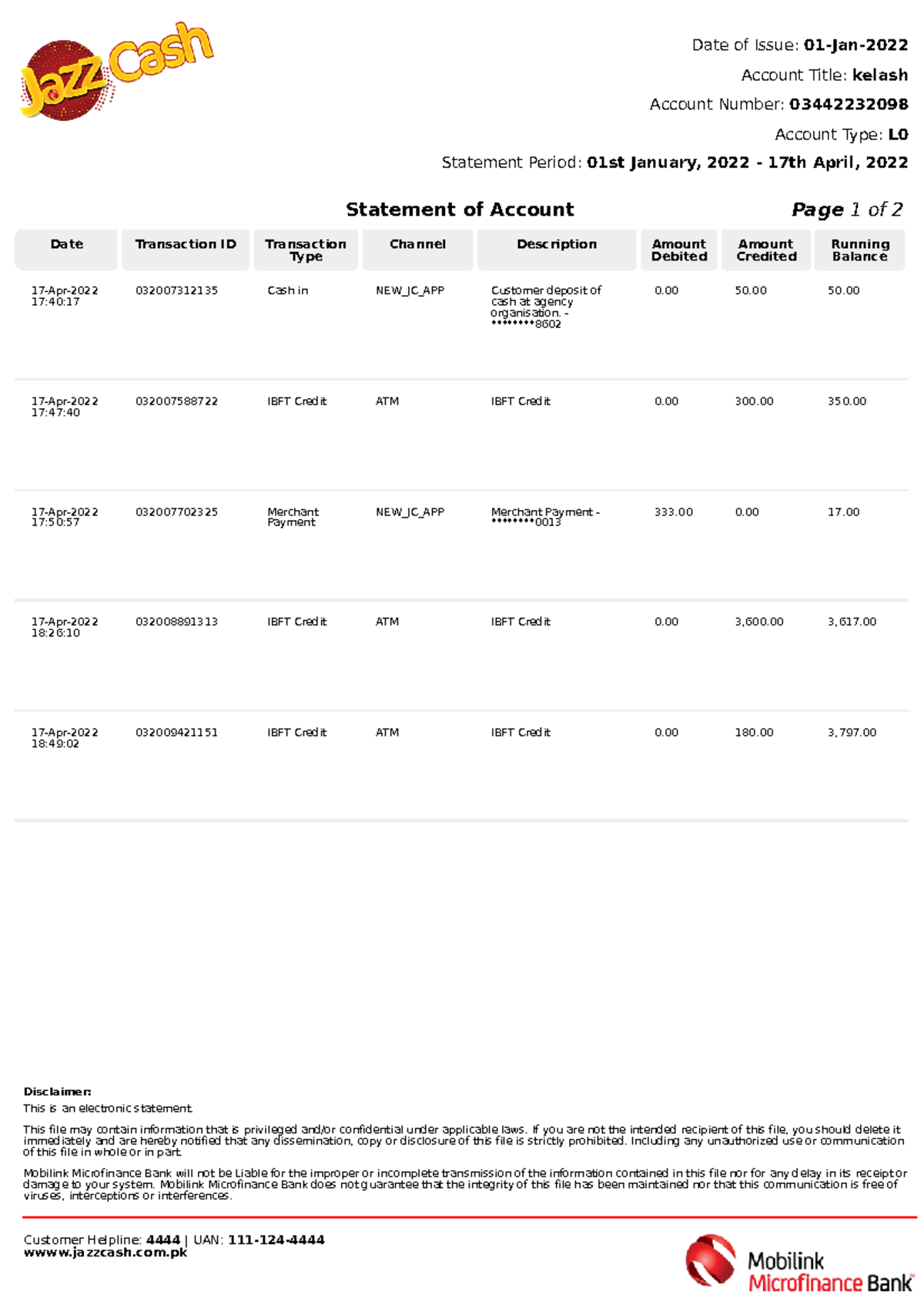 Account Statement Hjk Page1 of 2 Date of Issue 01Jan Account