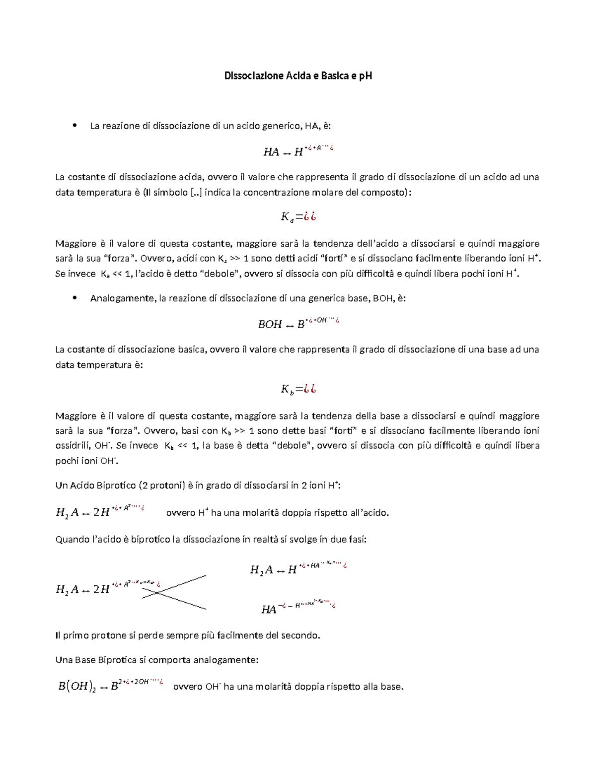 Dissociazione Acidi E Basi E Ph - Dissociazione Acida E Basica E PH La ...