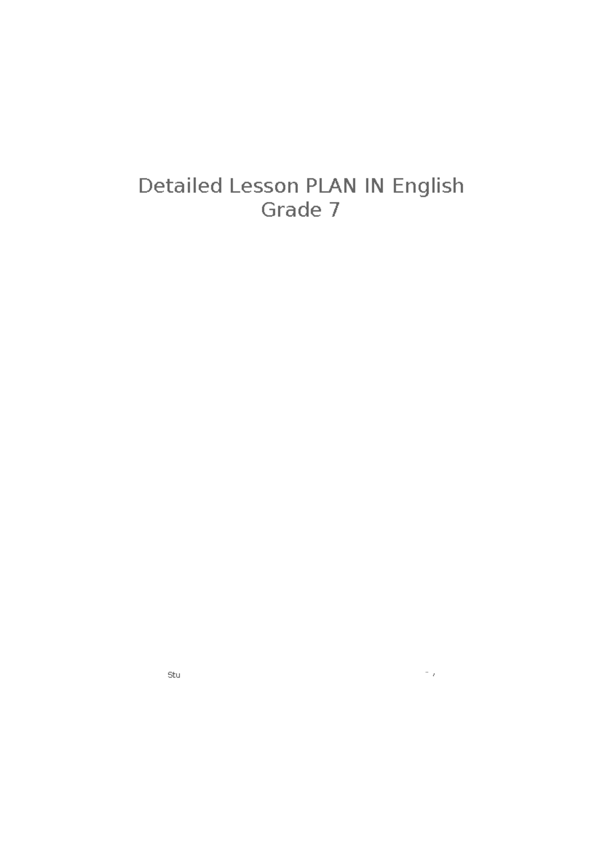 Detailed Lesson Plan In English Grade 7 - Detailed Lesson PLAN IN ...