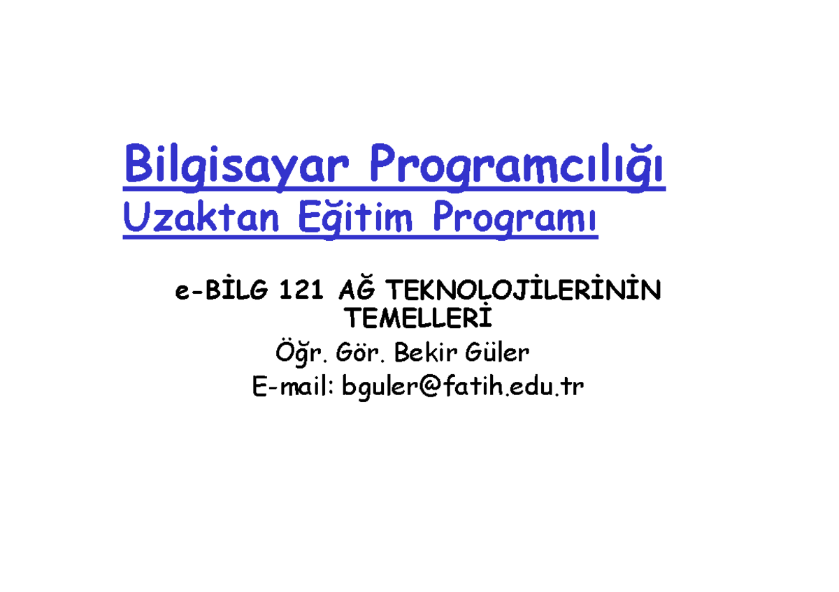 2 Hafta Uygulama (Application) Katmani 1 - Bilgisayar Programc1l1 ...