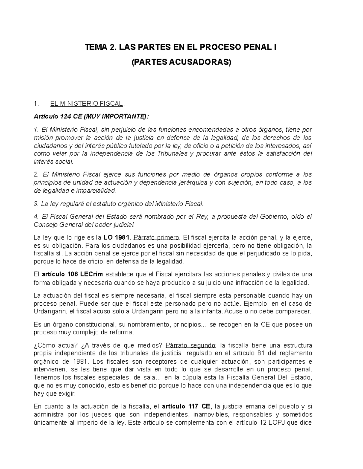 Tema 2 Partes Acusadoras - TEMA 2. LAS PARTES EN EL PROCESO PENAL I ...