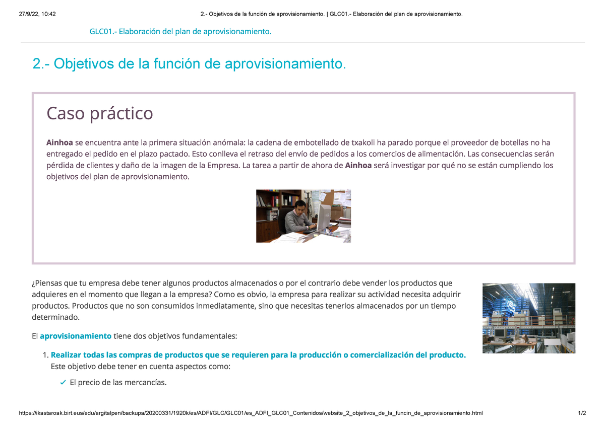 2 Objetivos De La Función De Aprovisionamiento Glc01 Elaboración Del Plan De 0190