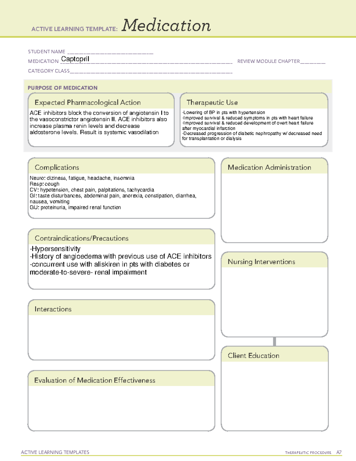 Captopril ALT - medication - ACTIVE LEARNING TEMPLATES TherapeuTic ...