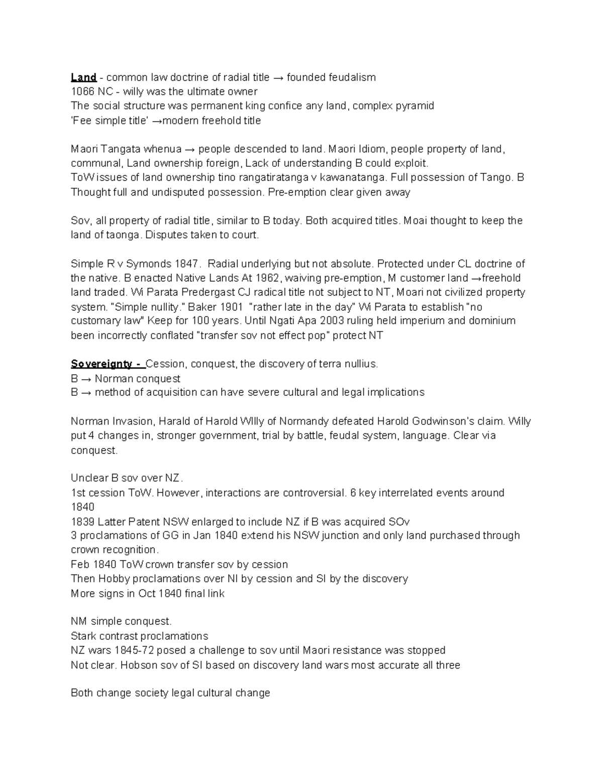 A- cheat sheet laws101 - Land - common law doctrine of radial title → ...