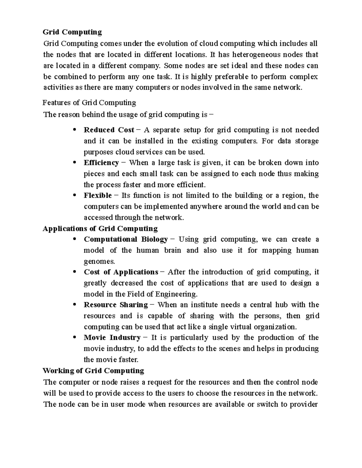 Unit 1 ds notes - Grid Computing Grid Computing comes under the ...