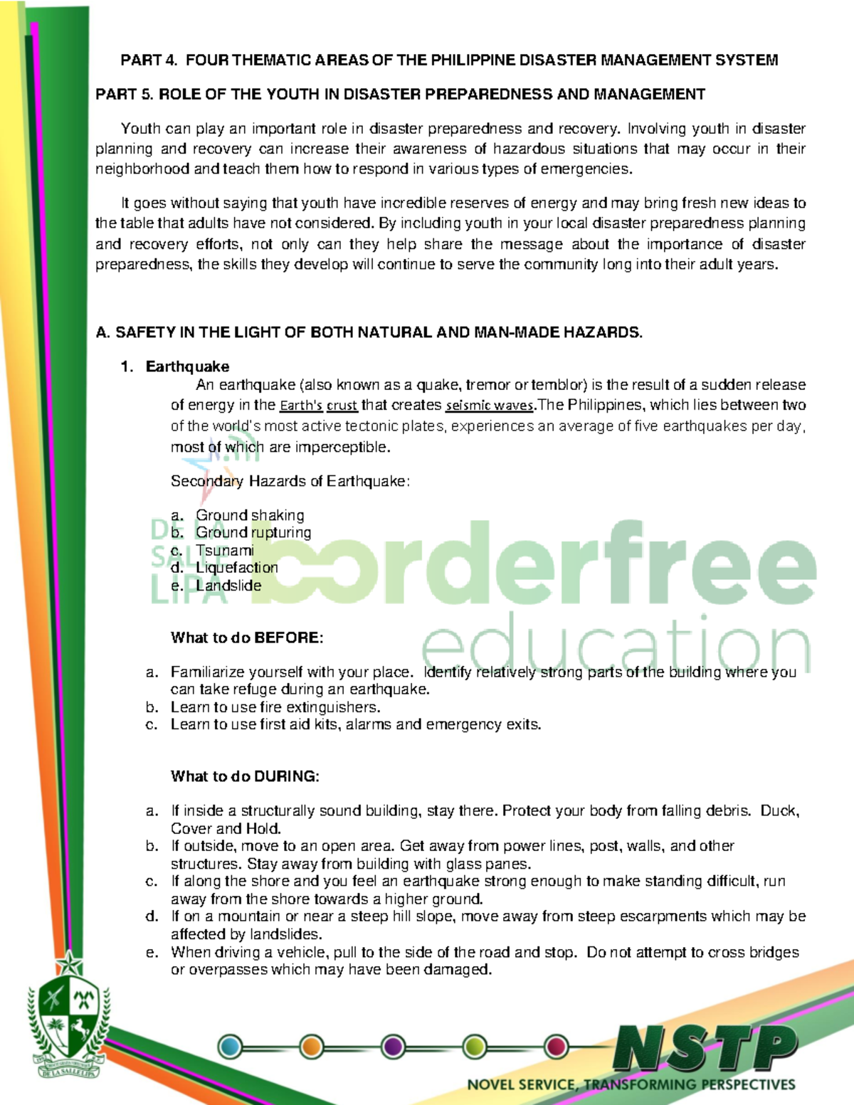 Module+4-+Part+5 - jdhdendudks - PART 4. FOUR THEMATIC AREAS OF THE ...