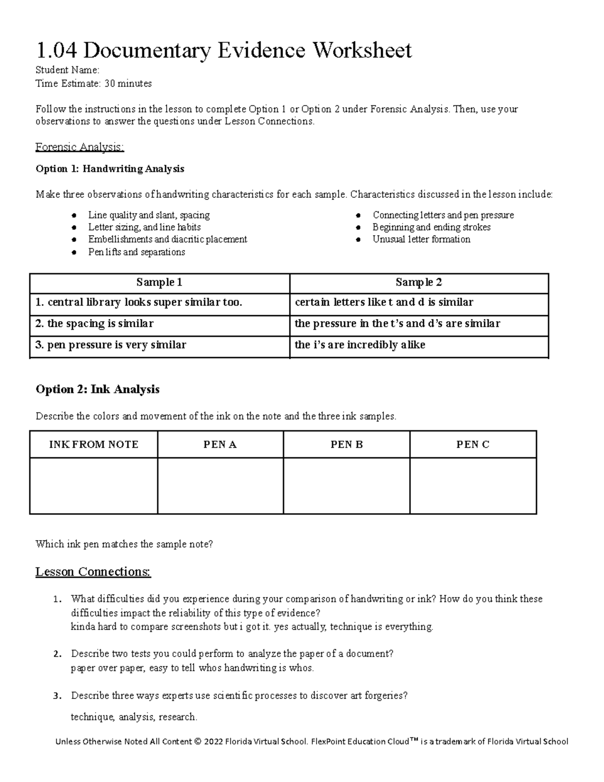 Copy of 1 - I just want premium - 1 Documentary Evidence Worksheet ...