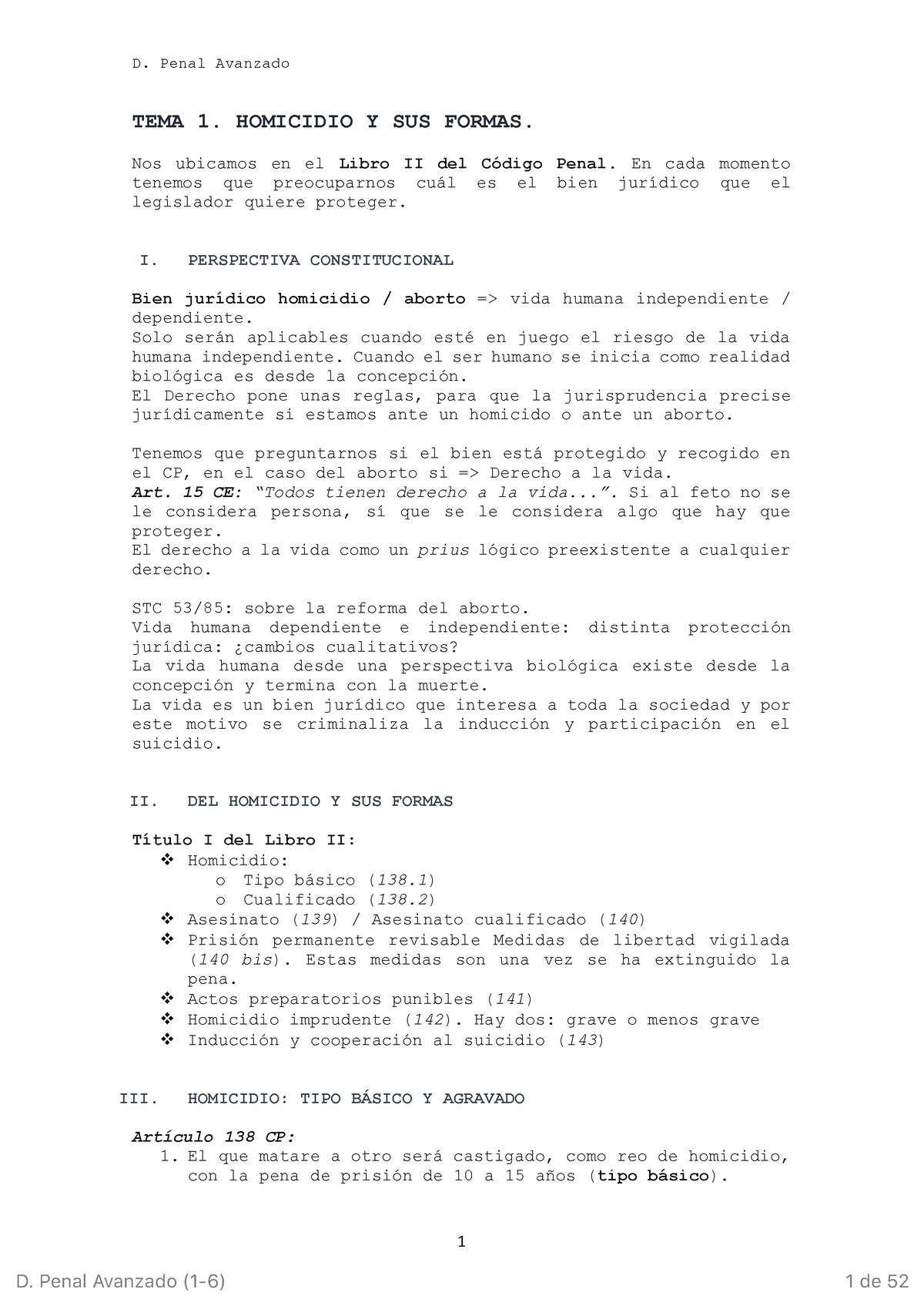 D Penal Avanzado Tema Homicidio Y Sus Formas Nos Ubicamos En El Libro Ii Del