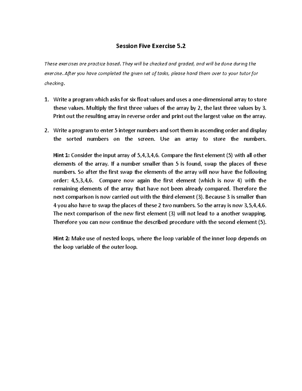 Exercise 5 - Lab documents - Session Five Exercise 5. These exercises ...