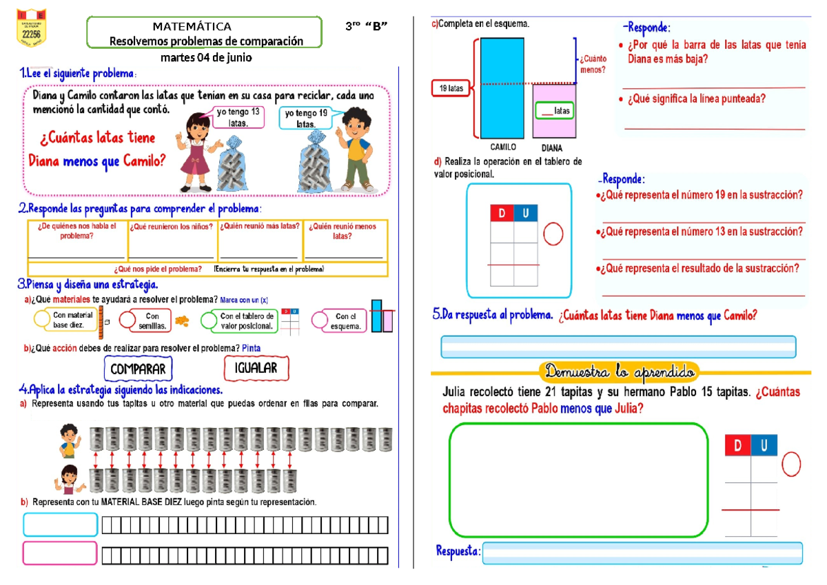 Ficha Mat. Problemas De Comparación - Educacion Basica Regular ...