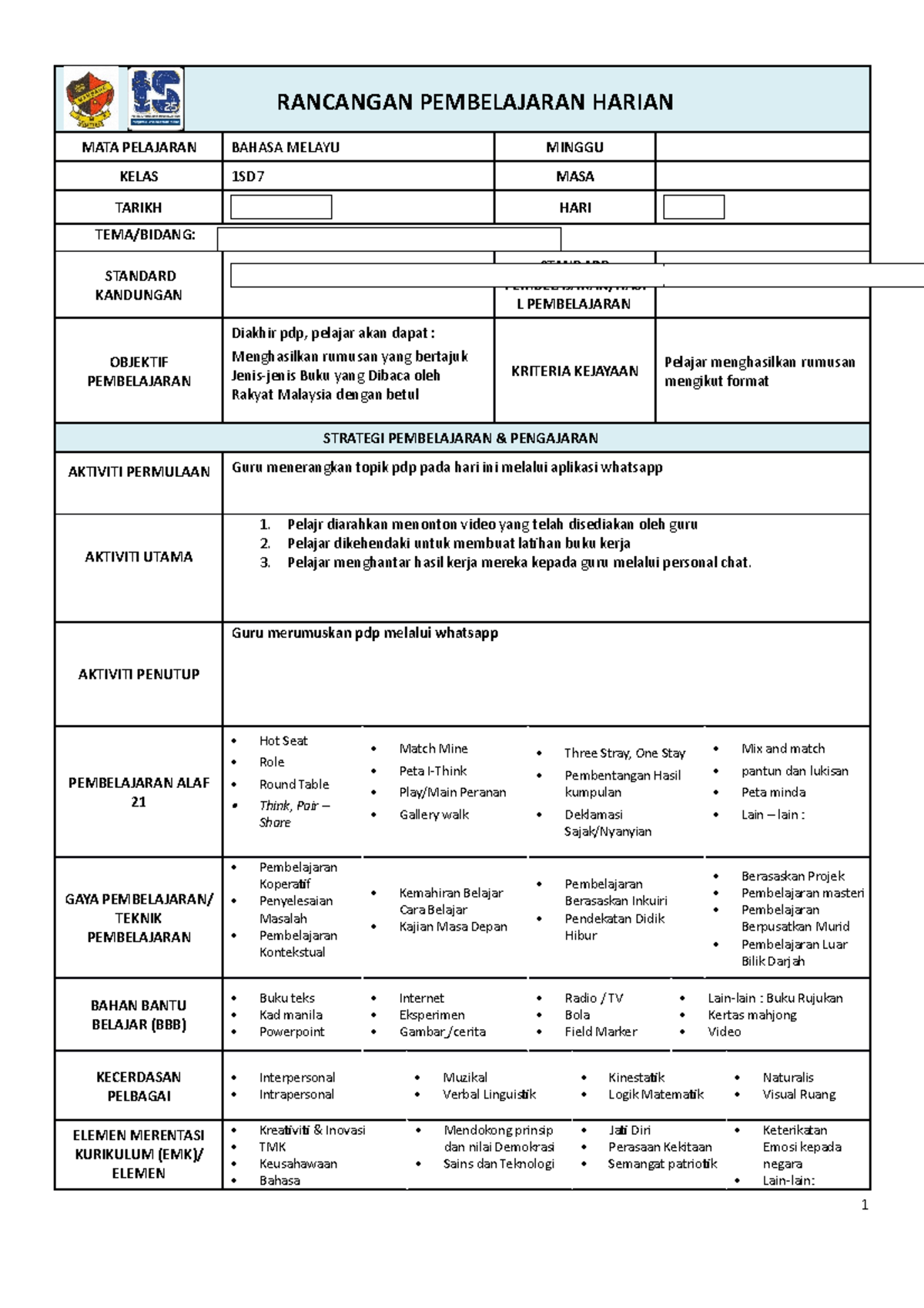 rancangan-pengajaran-harian-mata-pelajaran-bahasa-melayu-minggu-kelas