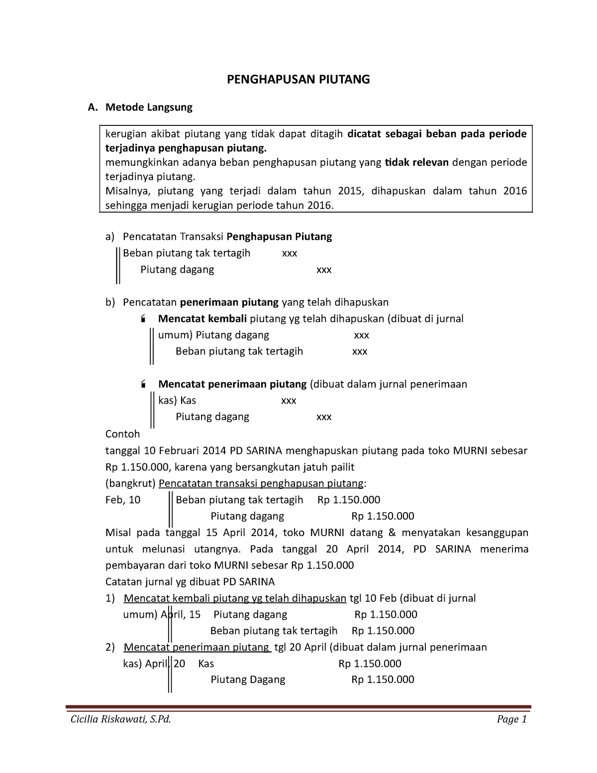 Modul Penghapusan Piutang Pdf - Cicilia Riskawati, S. Page 1 ...