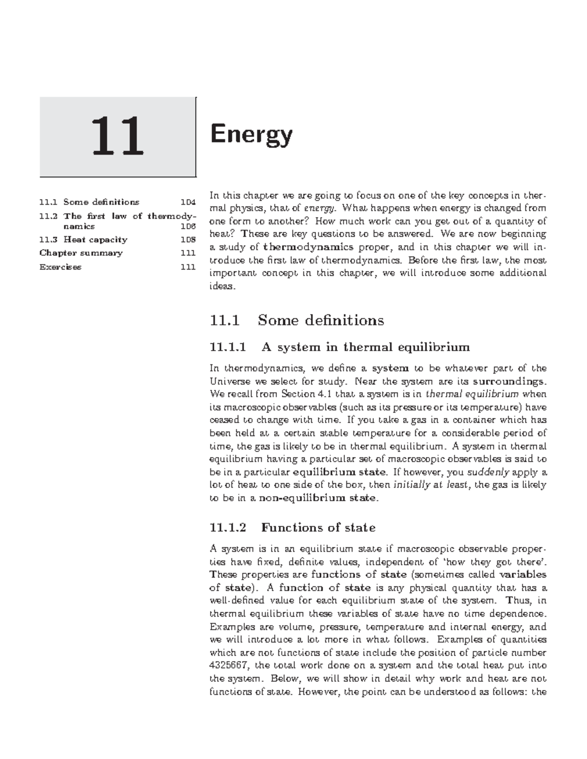 Thermal Physics Blundell 11 Energy 11 Some definitions 104 11 The