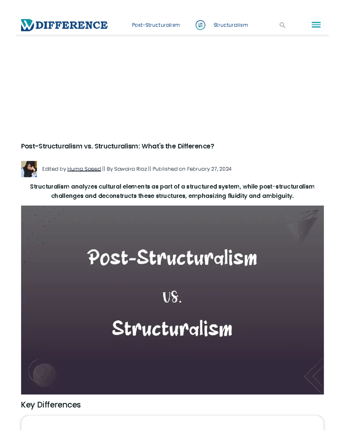 PostStructuralism vs. Structuralism What’s the Difference Post