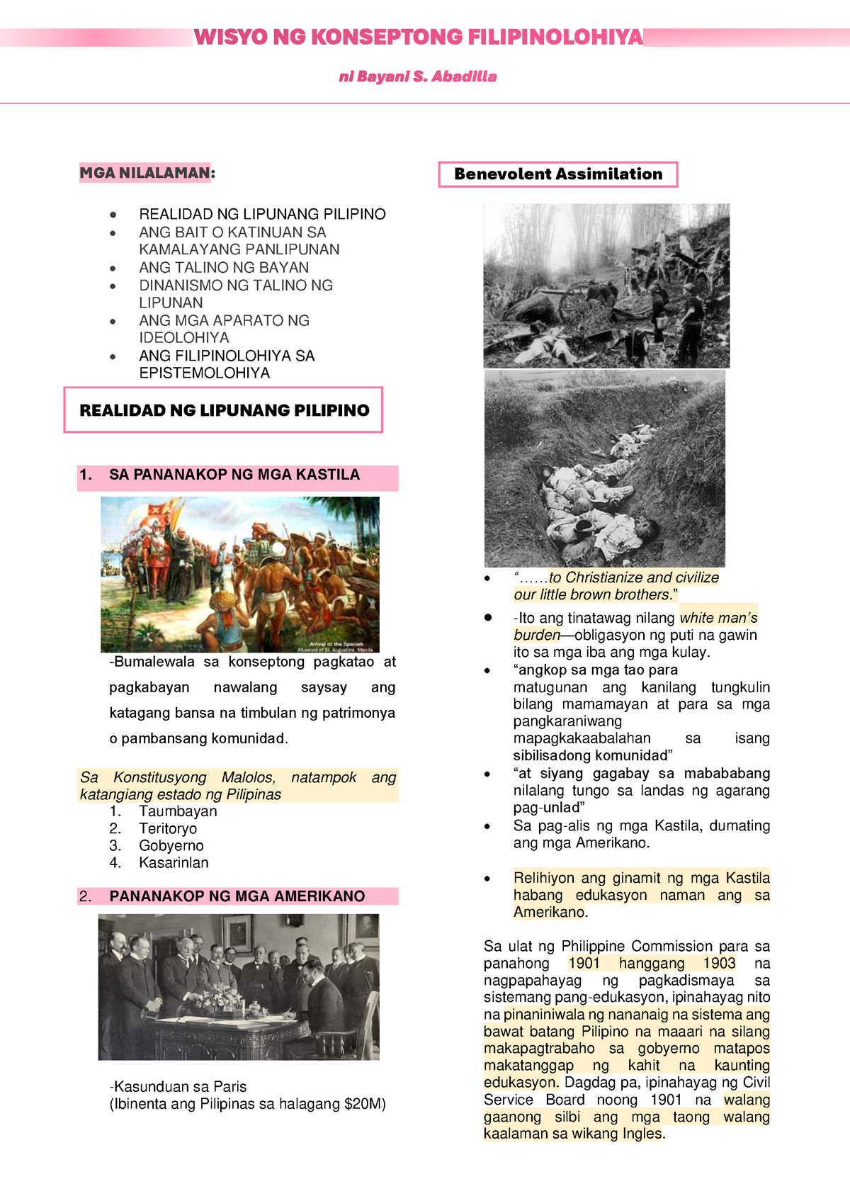 Filipinolohiya Lesson 3 - MGA NILALAMAN: REALIDAD NG LIPUNANG PILIPINO ...