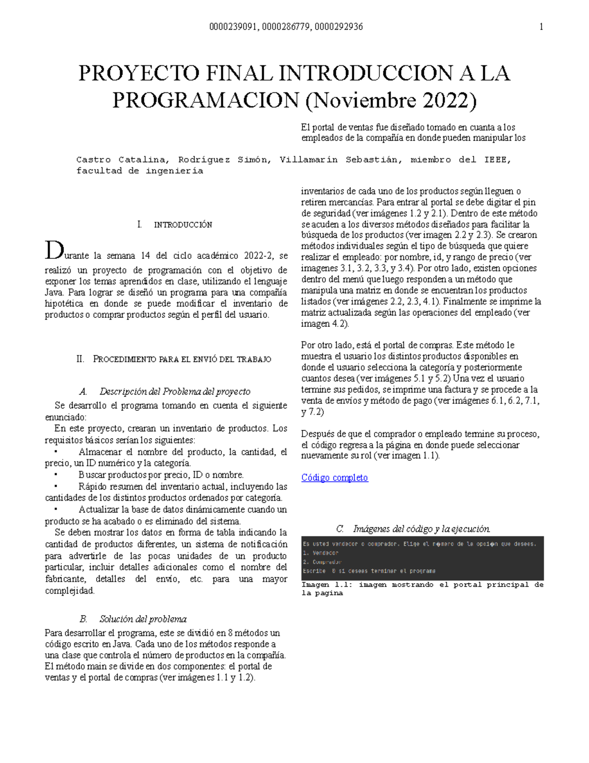 Projecto final - simple code example - I. INTRODUCCIÓN Durante la ...