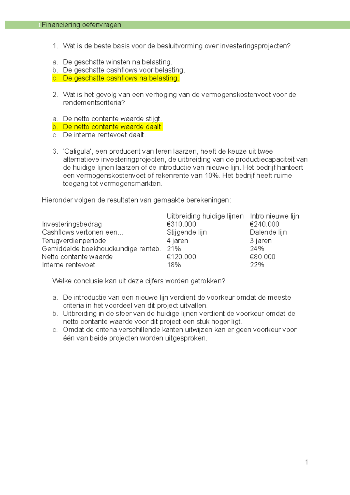 Oefentoets Financiering - Financiering Oefenvragen 1. Wat Is De Beste ...