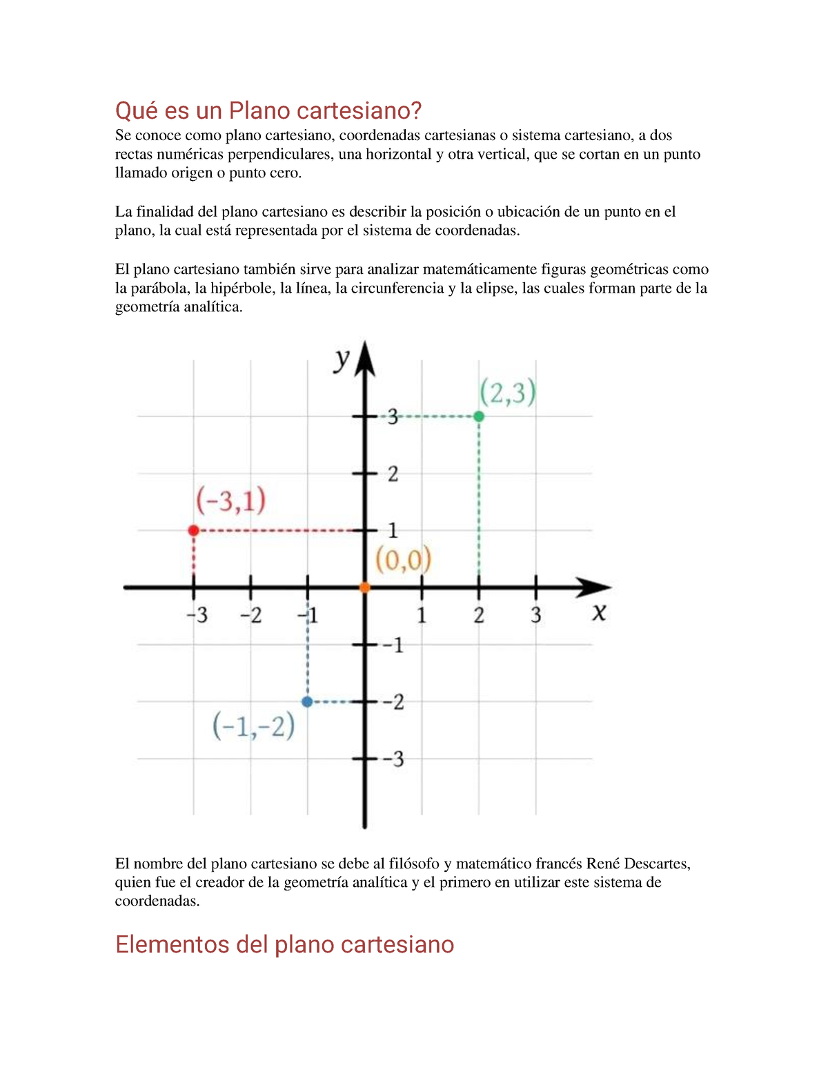 Qué Es Un Plano Cartesiano La Finalidad Del Plano Cartesiano Es Describir La Posición O 6198