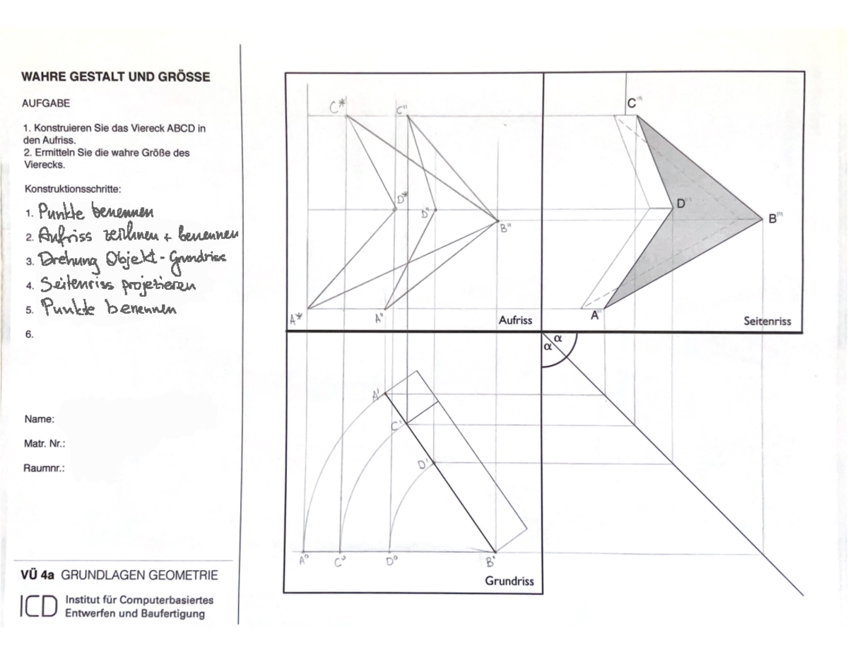 VÜ4a+b - 1. Semester - Grundlagen CAD-Geometrie - / ( · ↑ · ⑭ - Studocu