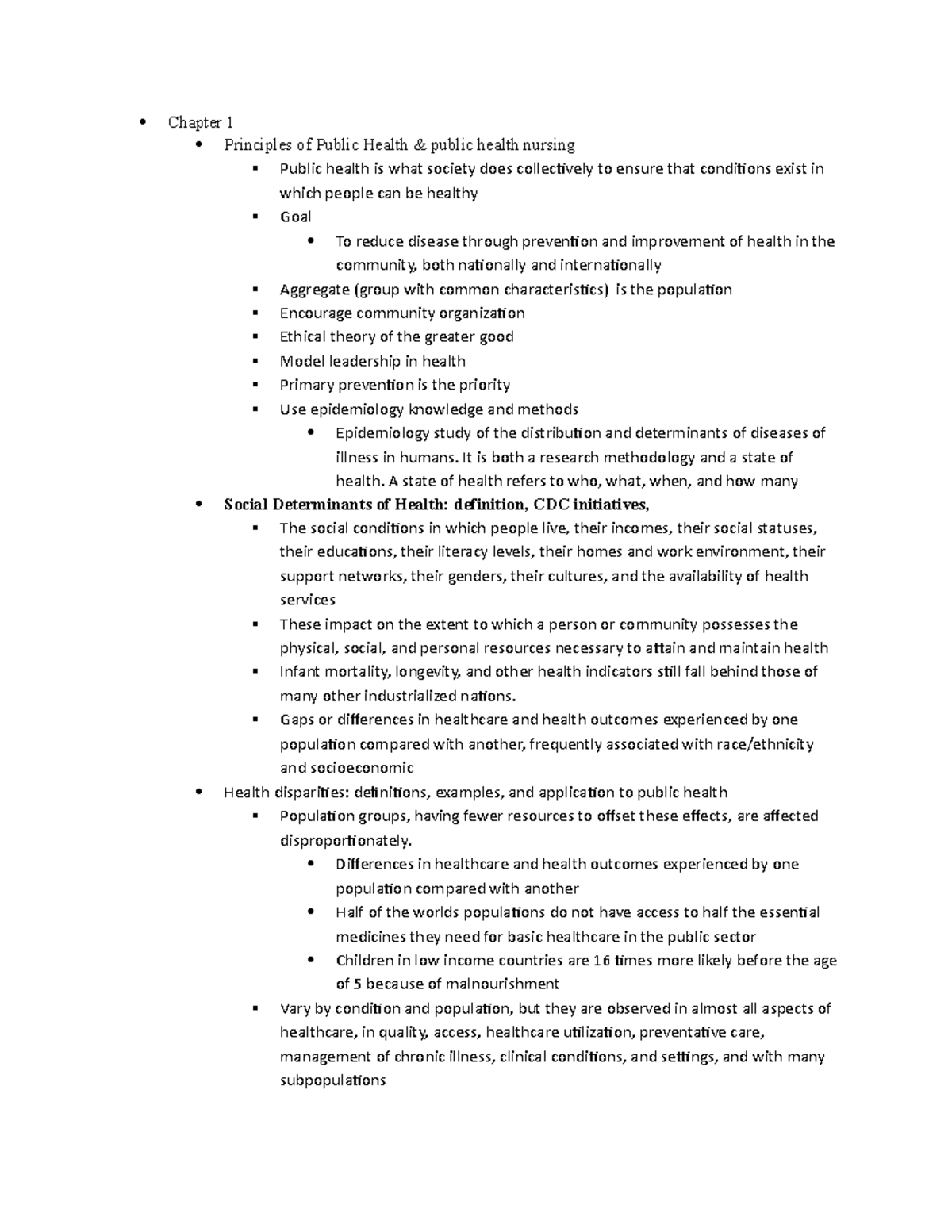 Population health blueprint 1 - Chapter 1 Principles of Public Health ...