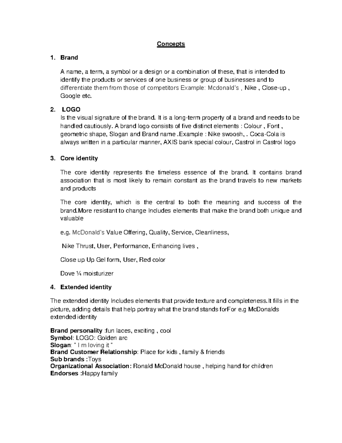 Brand Building Notes - Concepts Brand A name, a term, a symbol or a ...