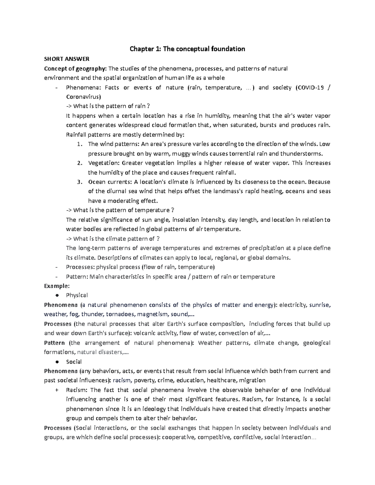 WEG Midterm note Chapter 1 The conceptual foundation SHORT ANSWER