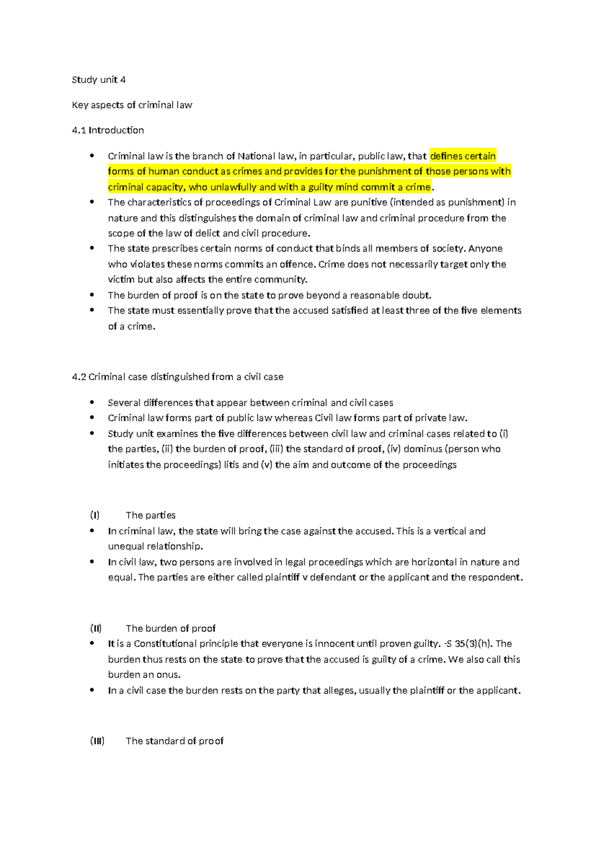ILL study unit 4 (Key aspects of criminal law) - Study unit 4 Key ...