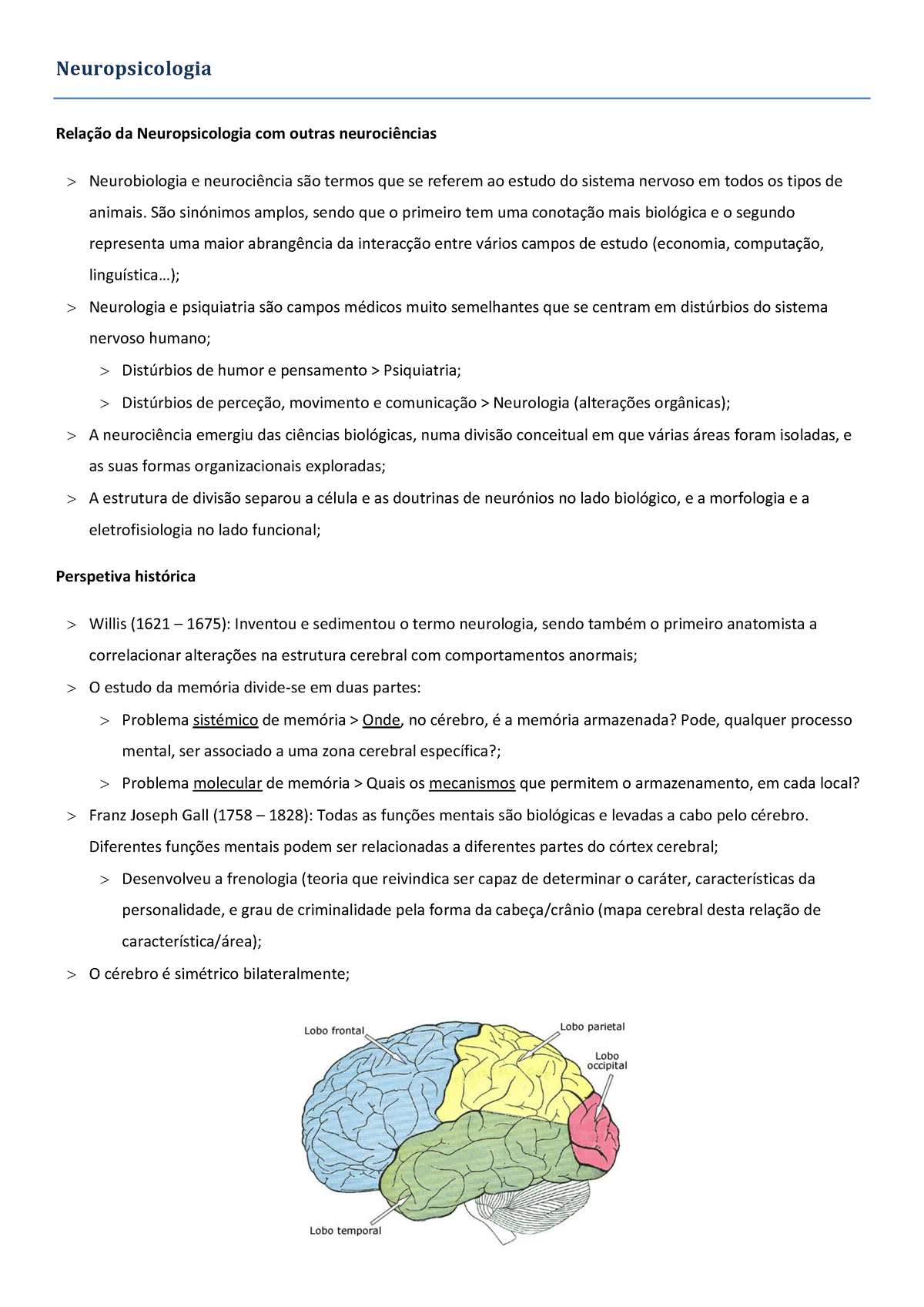 Resumo Conceitos B Sicos Neuropsicologia Neuropsicologia Rela O Da Neuropsicologia Com Outras