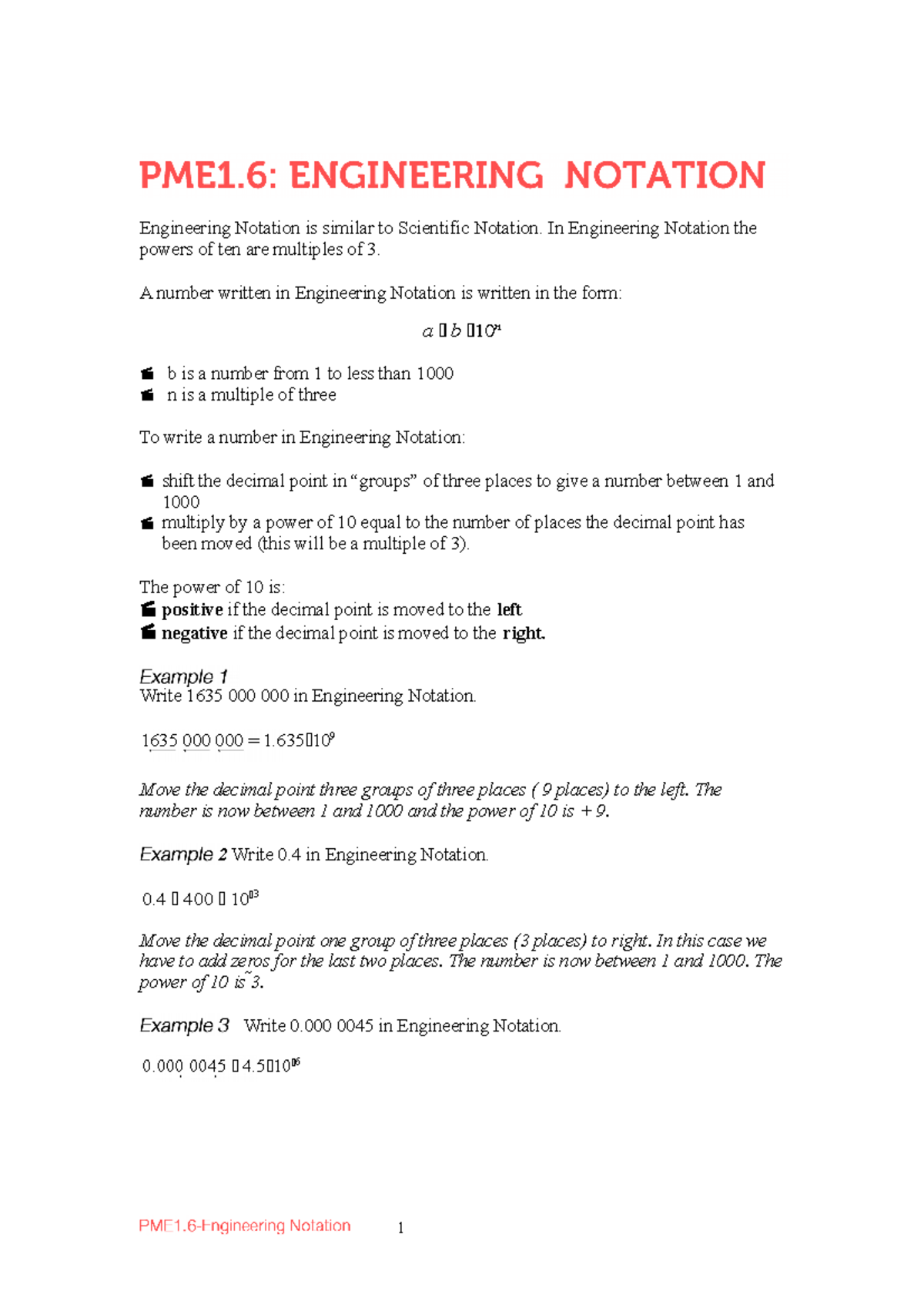 Engineeering Notation 0 Copy 1 Engineering Notation is similar to