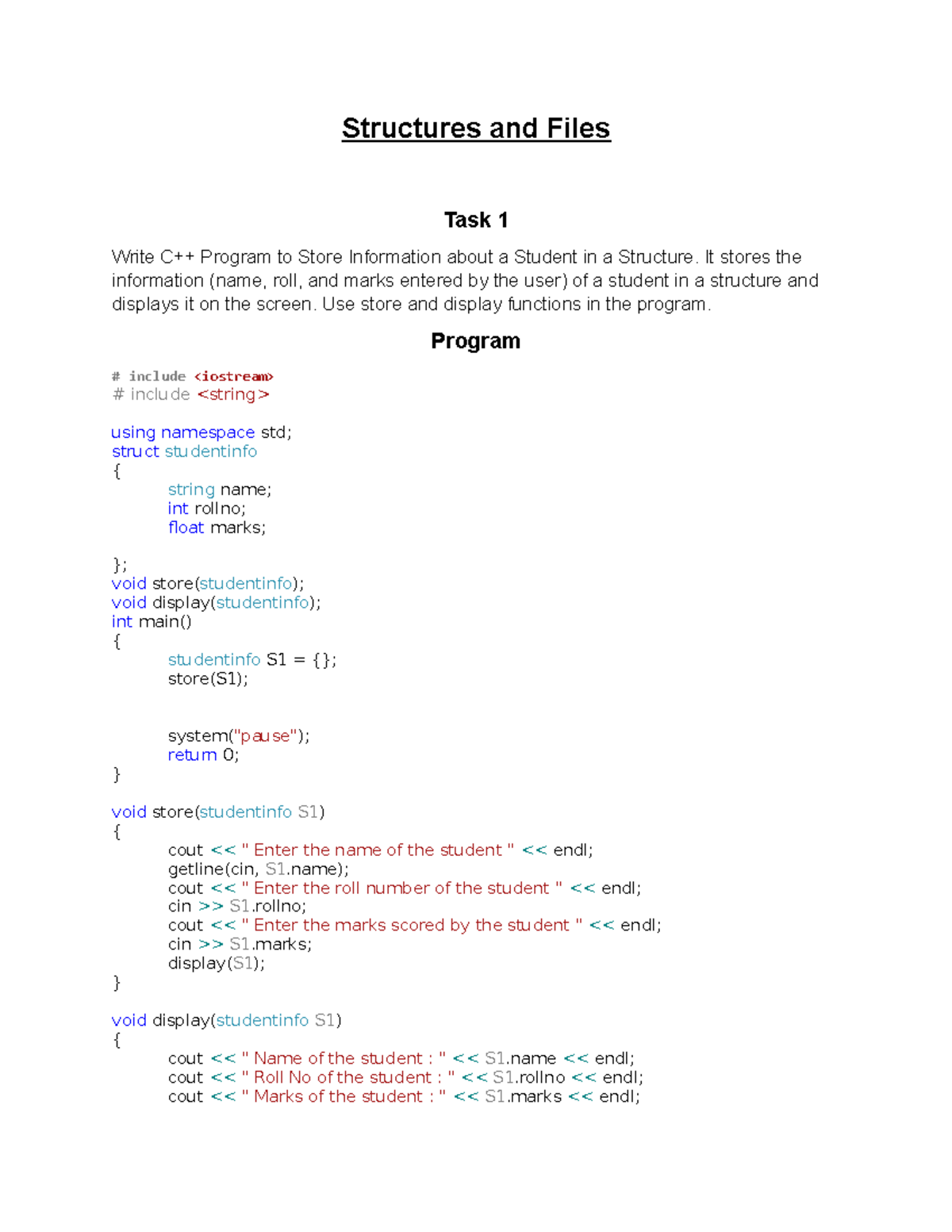 9 Structures and Files - These documents are regarding C++ programming ...