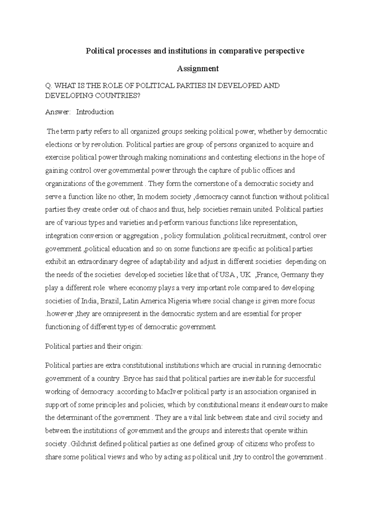 Political processes and institutions in comparative perspective - WHAT ...
