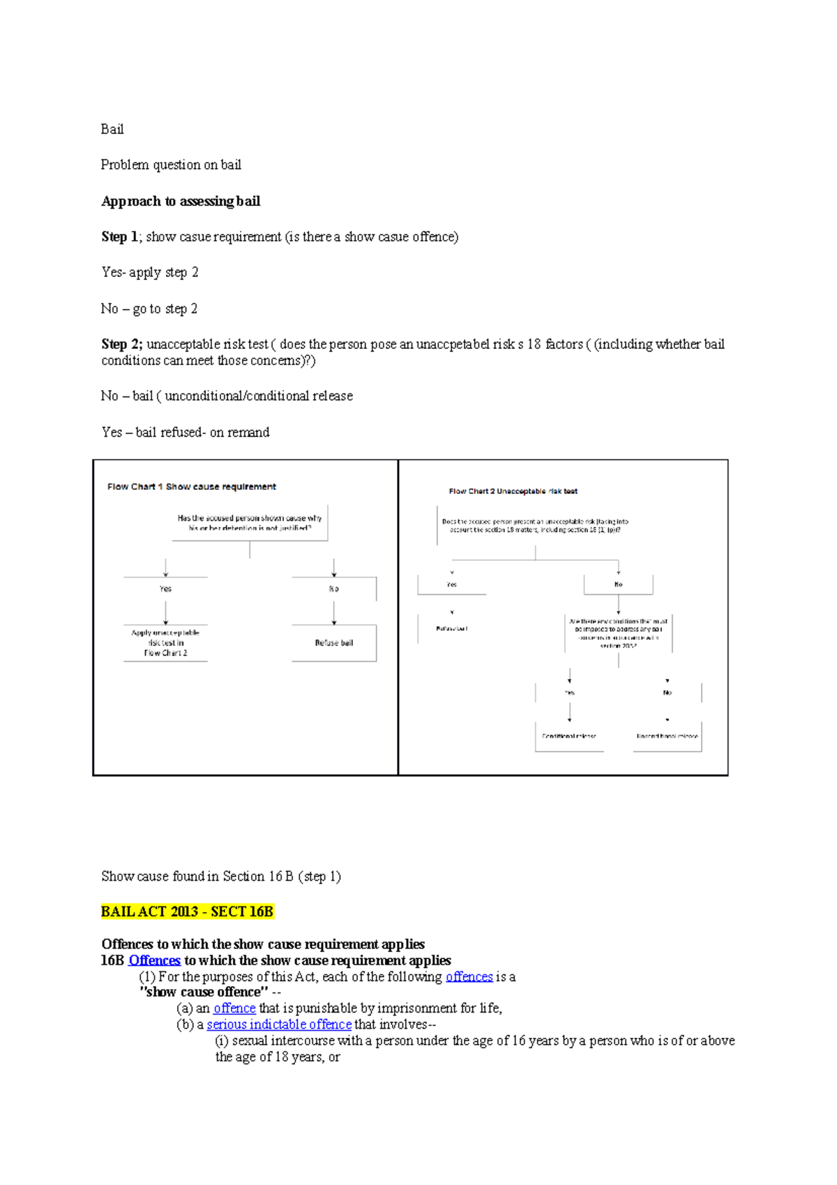 Bail - Bail Notes - Bail Problem Question On Bail Approach To Assessing ...