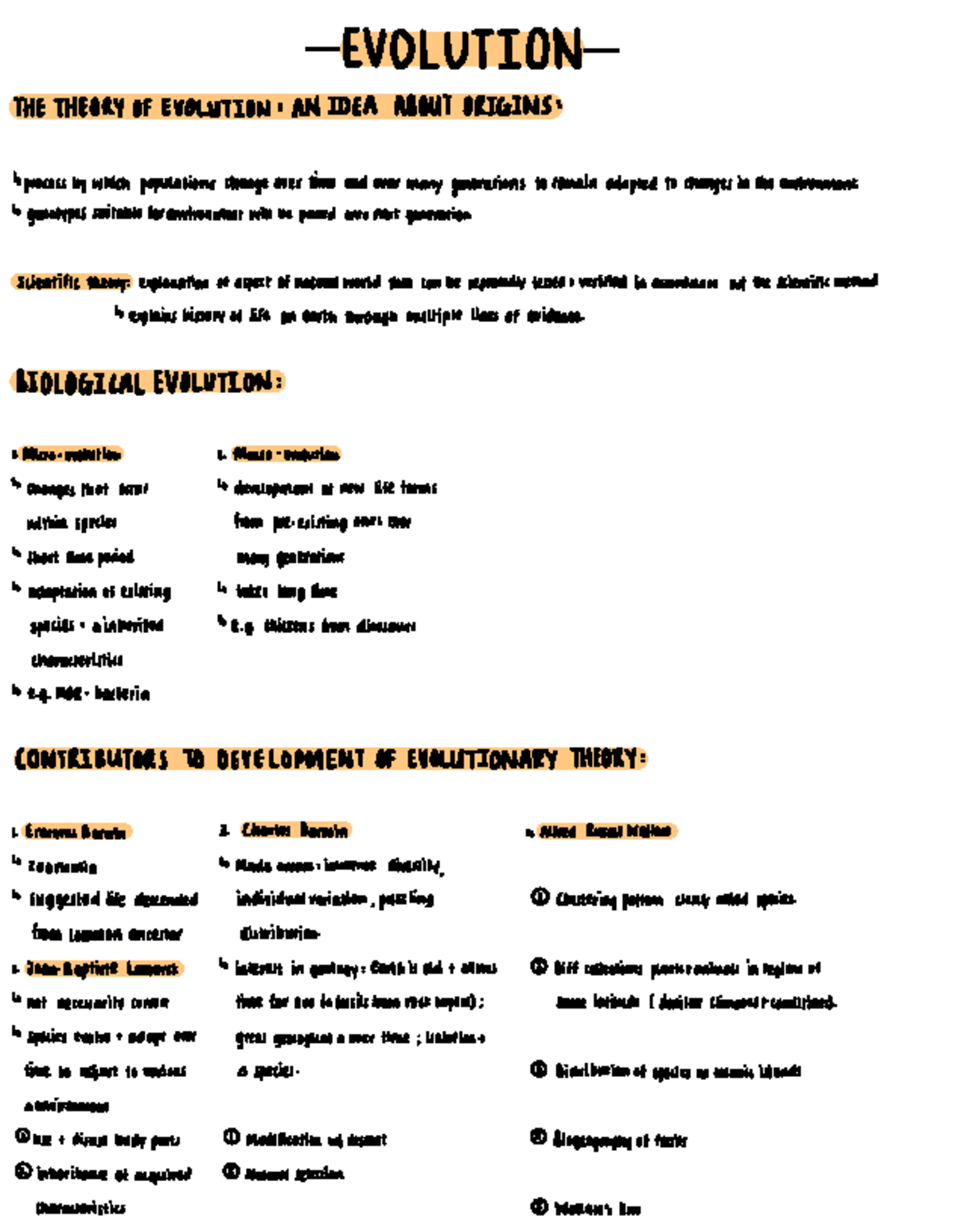 Evolution-4 - Notes - EVOLUTION THE THEORY OF EVOLUTION : AN IDEA ABOUT ...