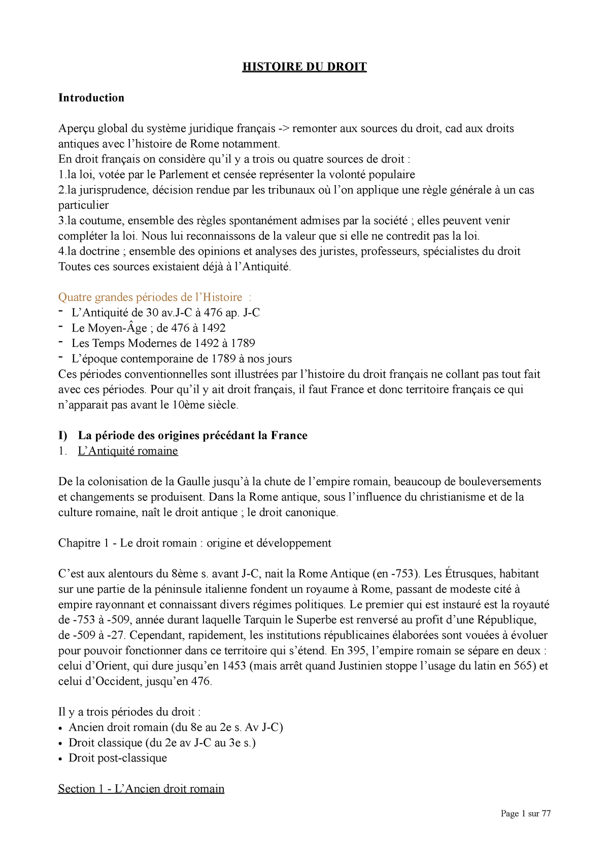 Histoire Du Droit Cours Hdd Histoire Du Droit Introduction Aper U