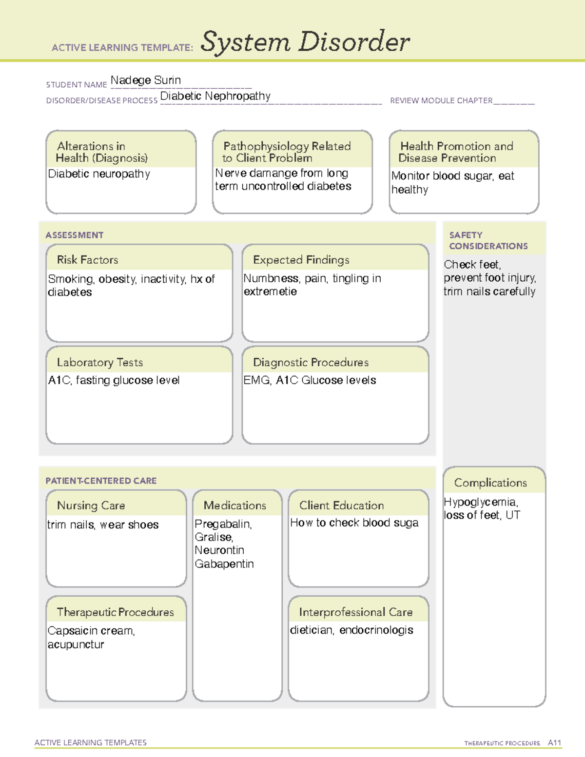 Diabetic nephropathy - Ati template - ACTIVE LEARNING TEMPLATES ...