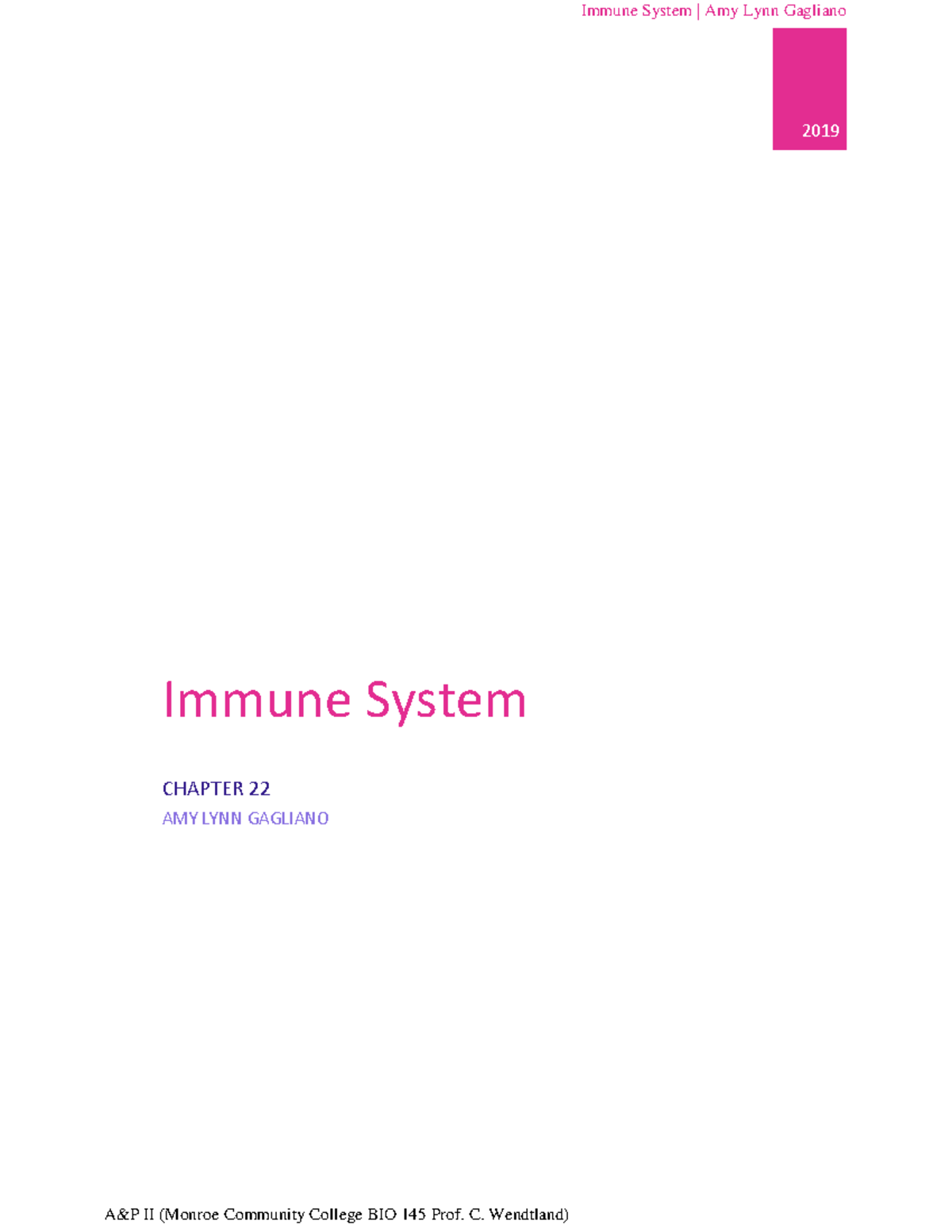 Chapter 22 Immune System PDF - Immune System | Amy Lynn Gagliano 2019 ...