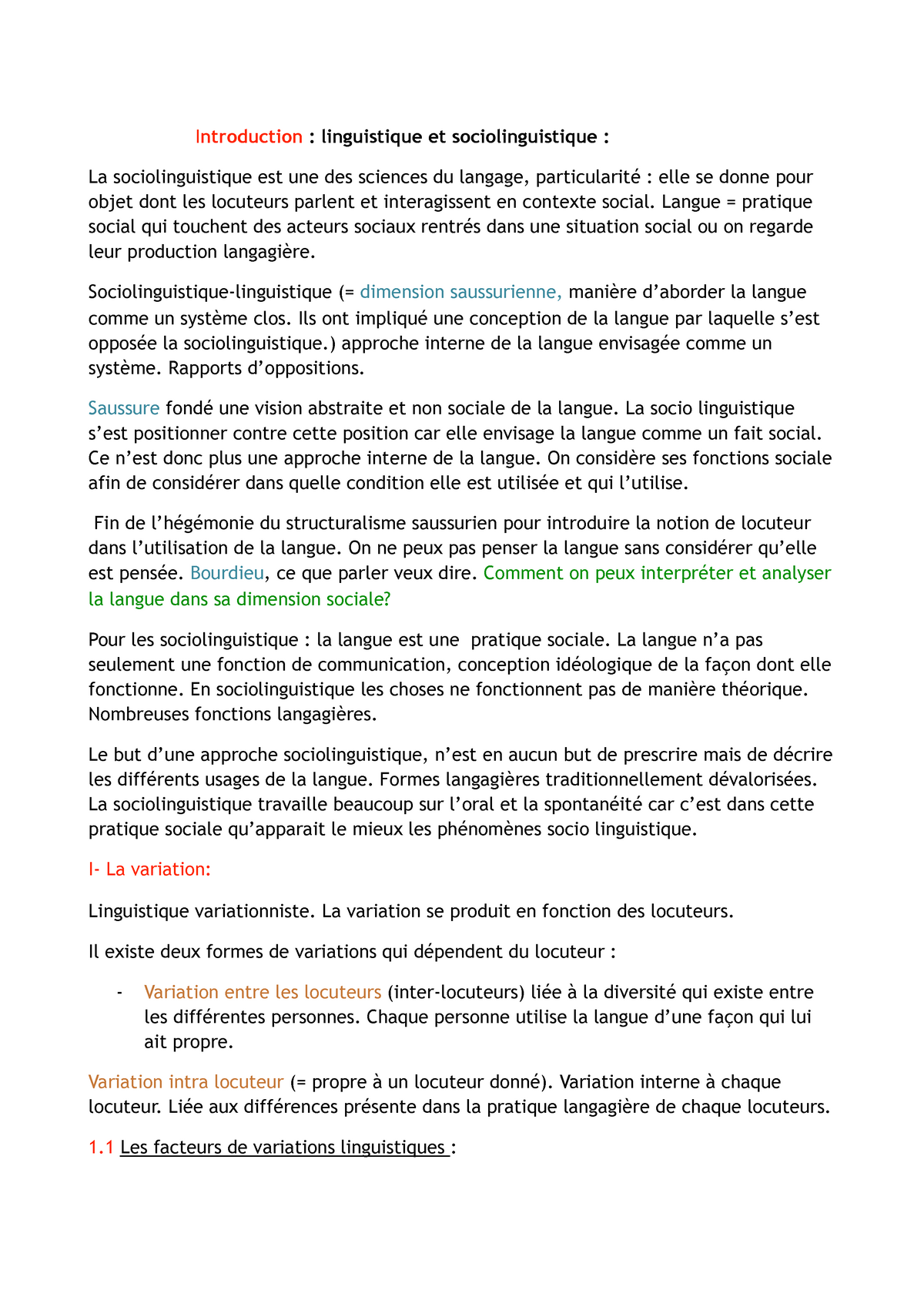 Facteurs De Variations - Introduction : Linguistique Et ...