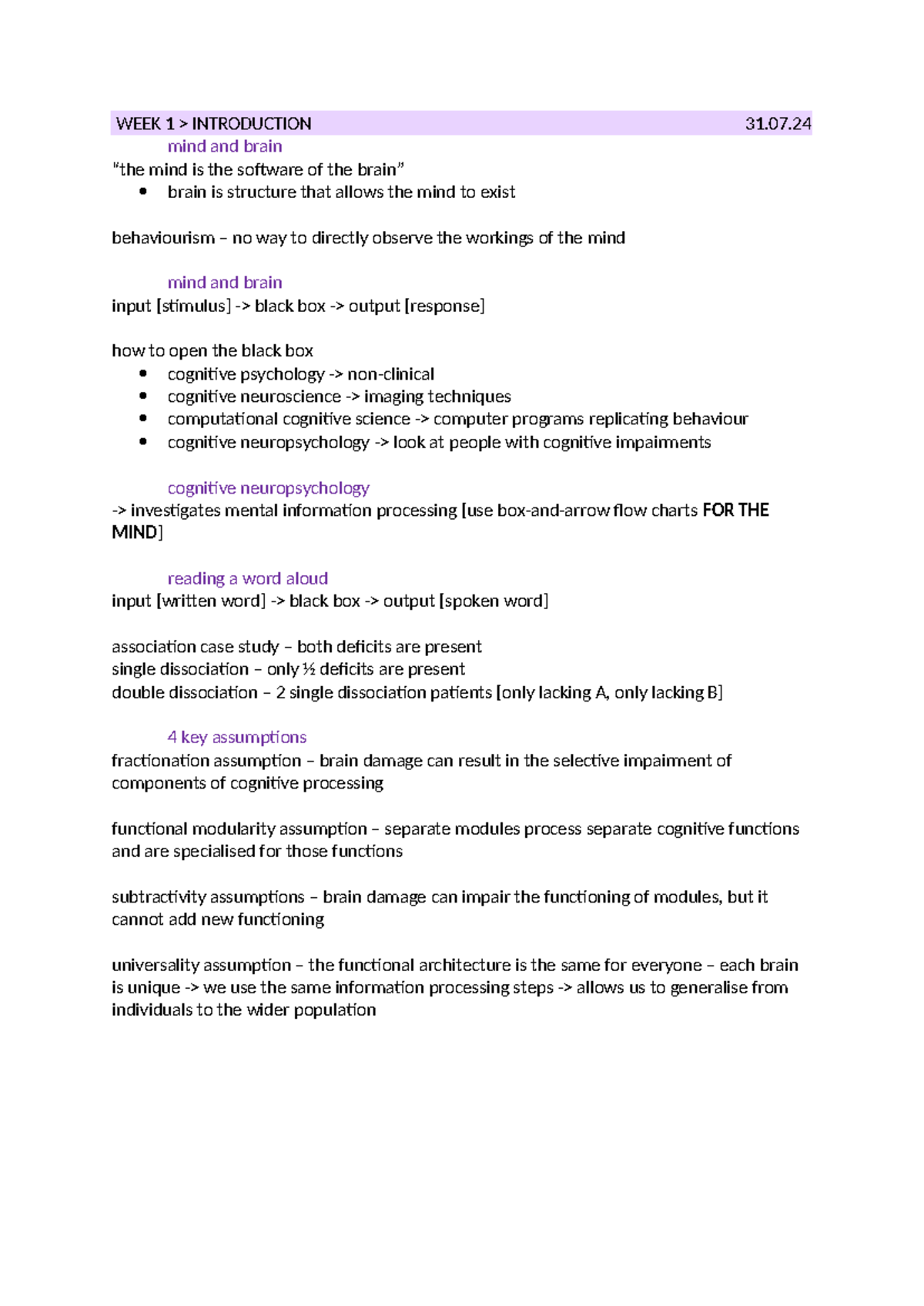 Cogs1010 - tute - Tutorial notes from week 1 to week 8 - WEEK 1 ...